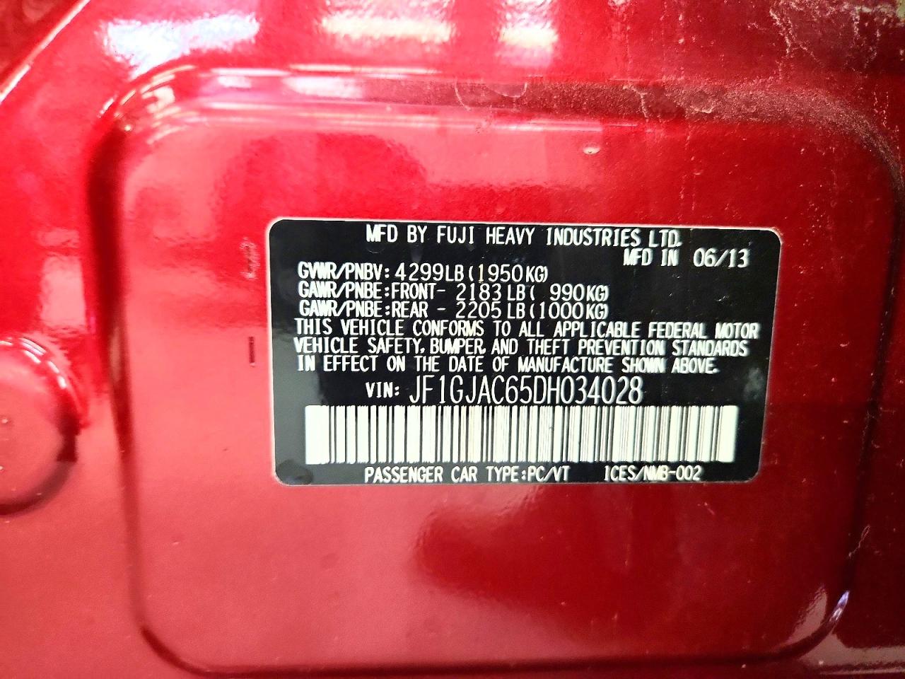 2013 Subaru Impreza Premium Red vin: JF1GJAC65DH034028