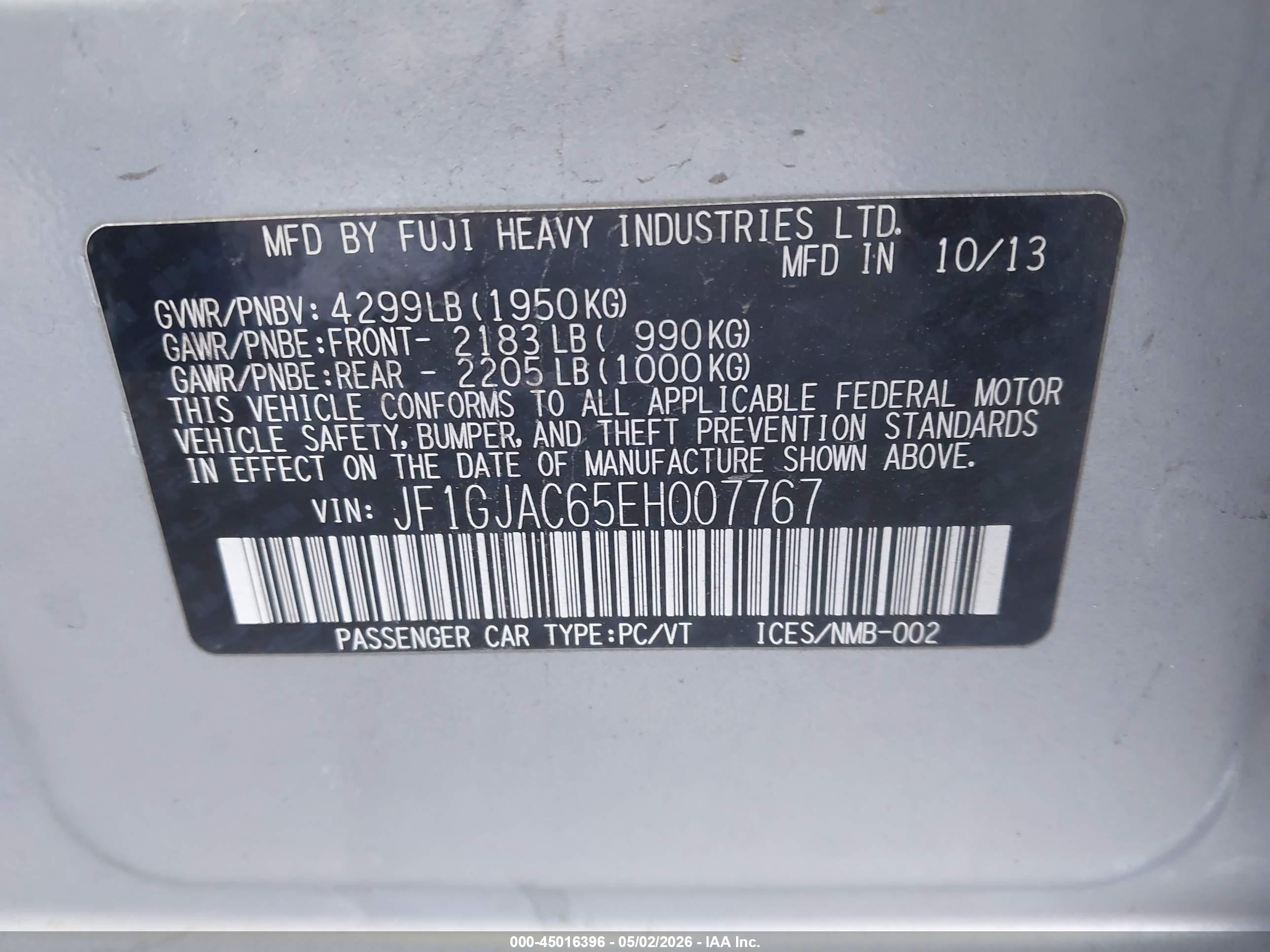 2014 Subaru Impreza 2.0i Premium Blue vin: JF1GJAC65EH007767