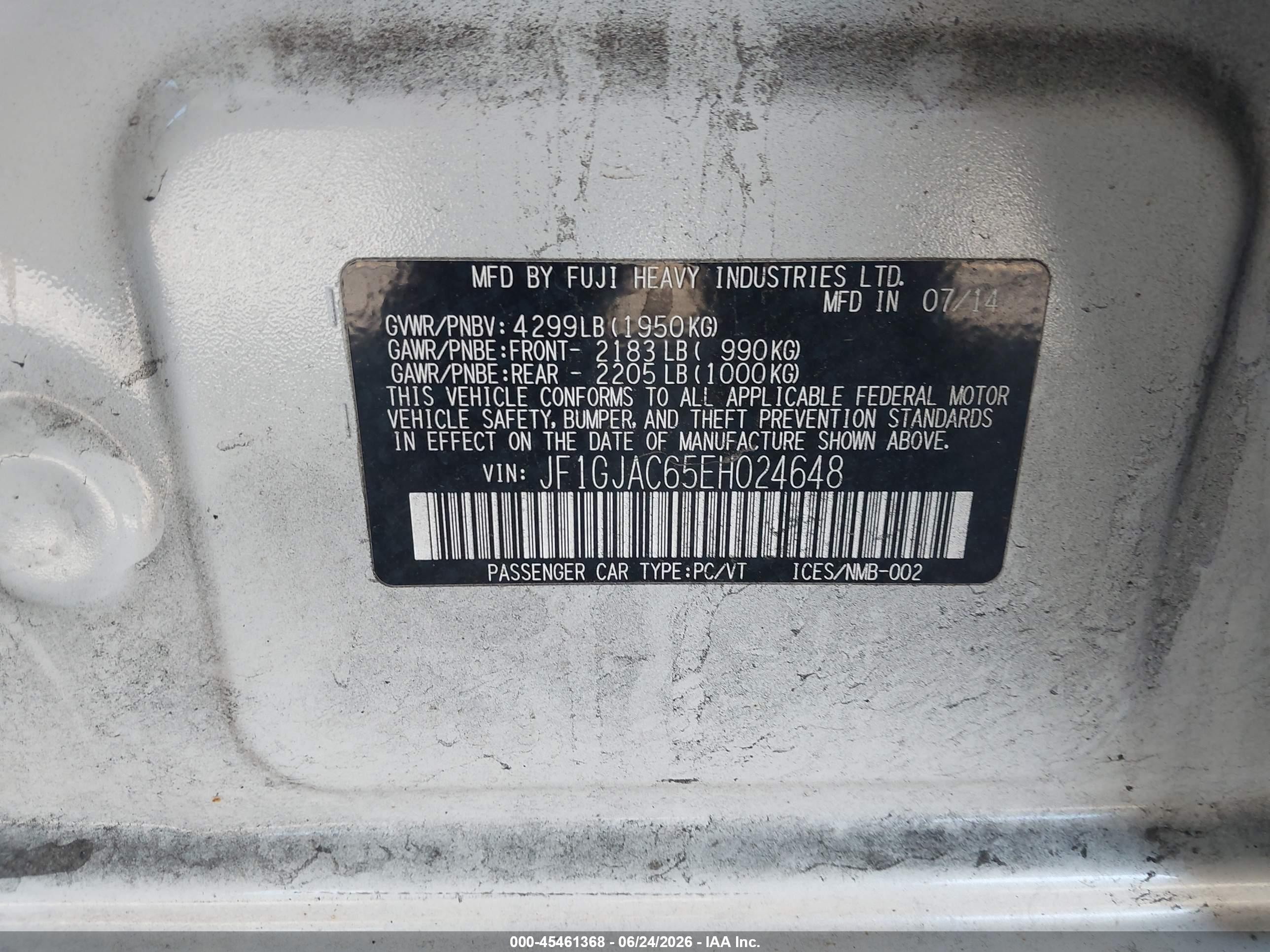 2014 Subaru Impreza 2.0i Premium White vin: JF1GJAC65EH024648