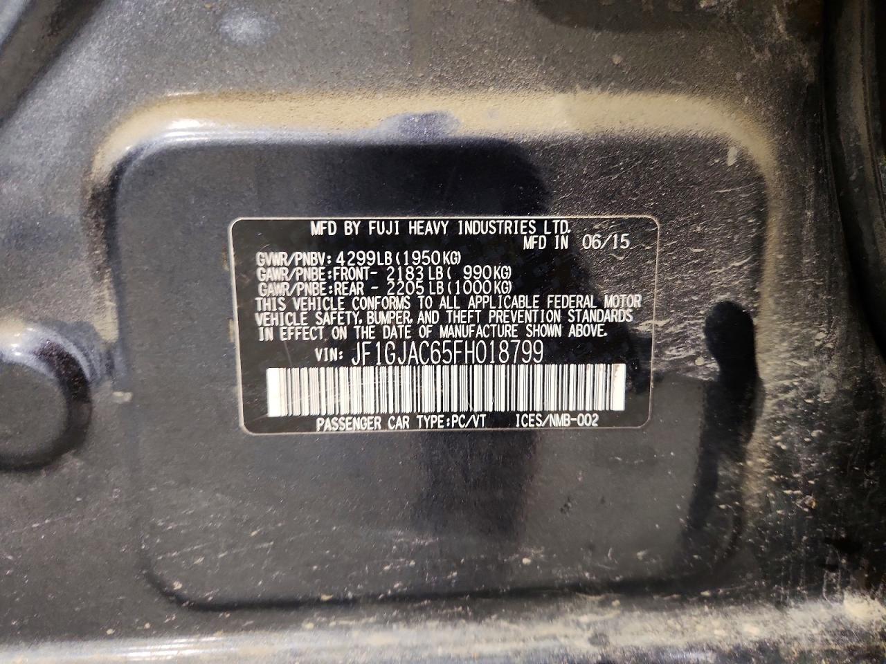 2015 Subaru Impreza Premium Black vin: JF1GJAC65FH018799