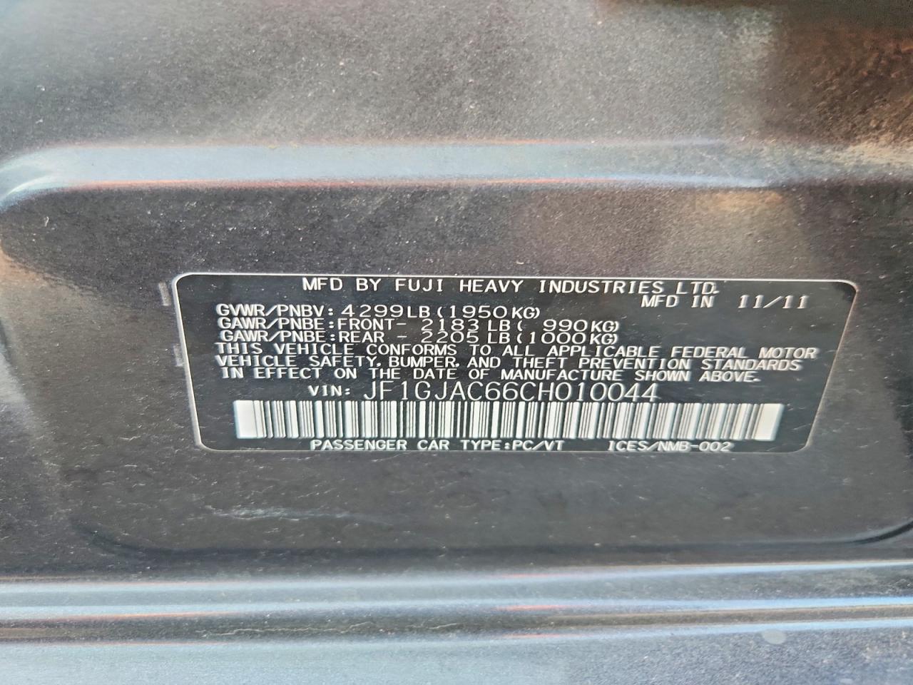 2012 Subaru Impreza Premium Gray vin: JF1GJAC66CH010044