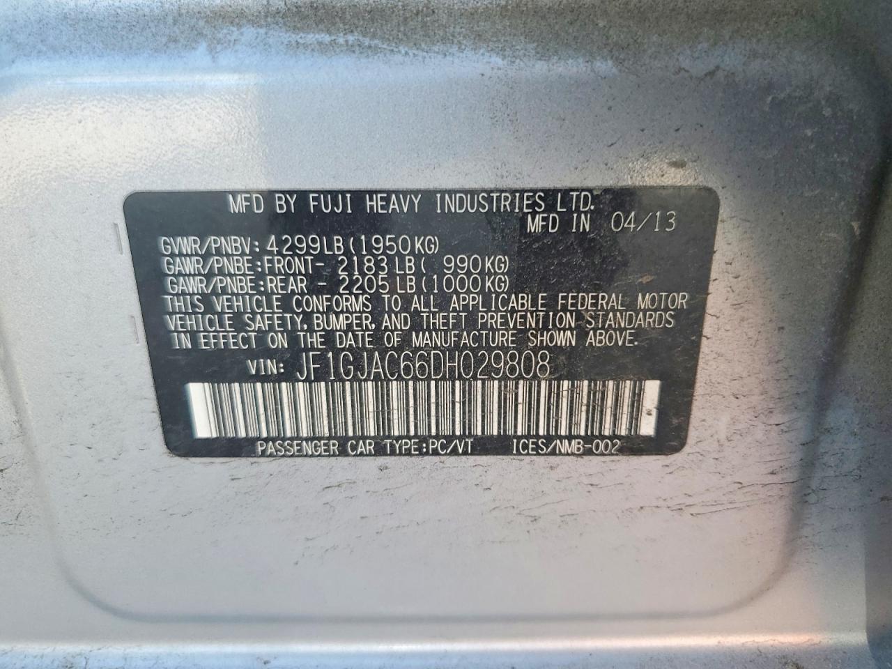 2013 Subaru Impreza Premium Silver vin: JF1GJAC66DH029808