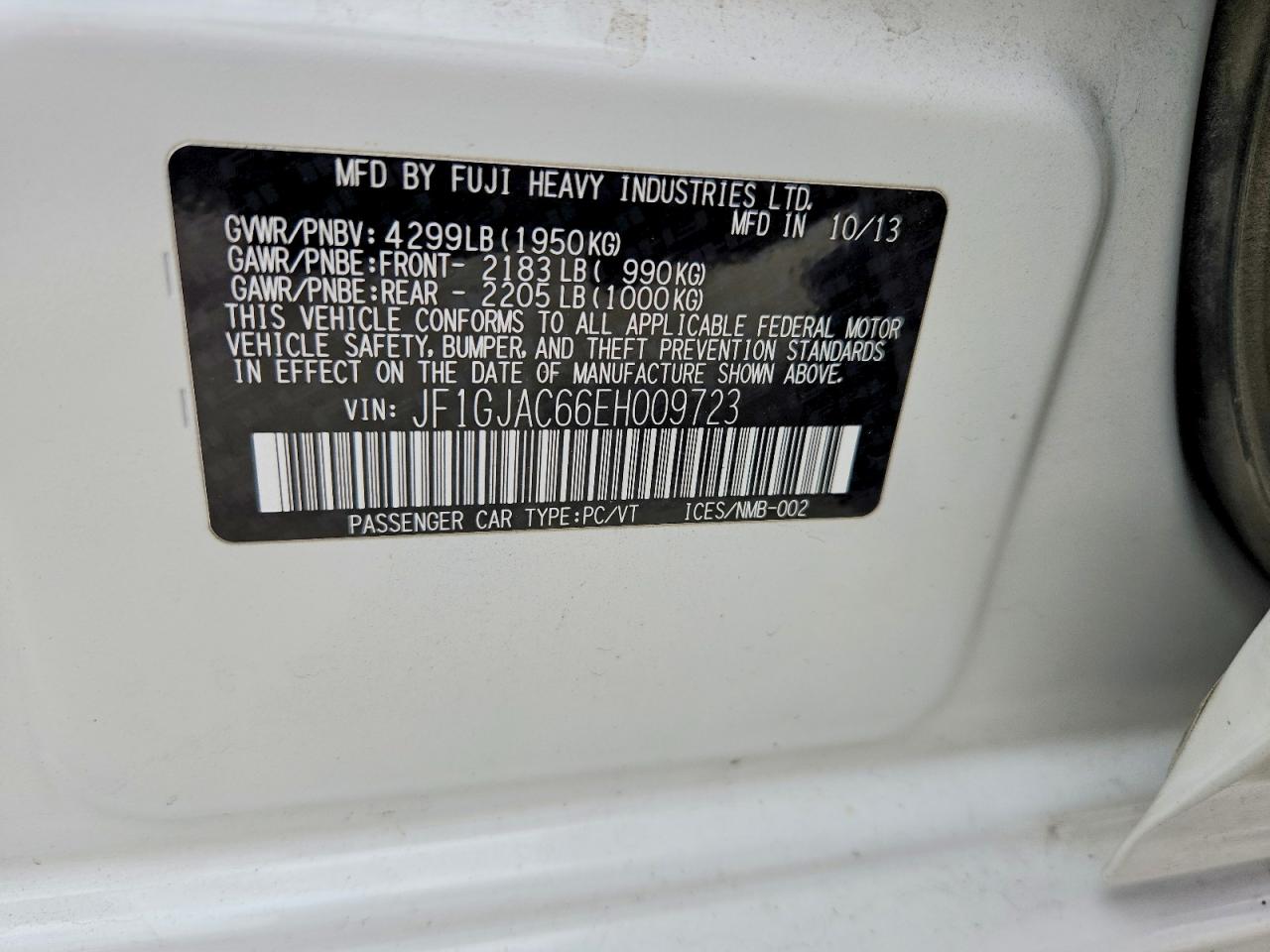 2014 Subaru Impreza Premium White vin: JF1GJAC66EH009723