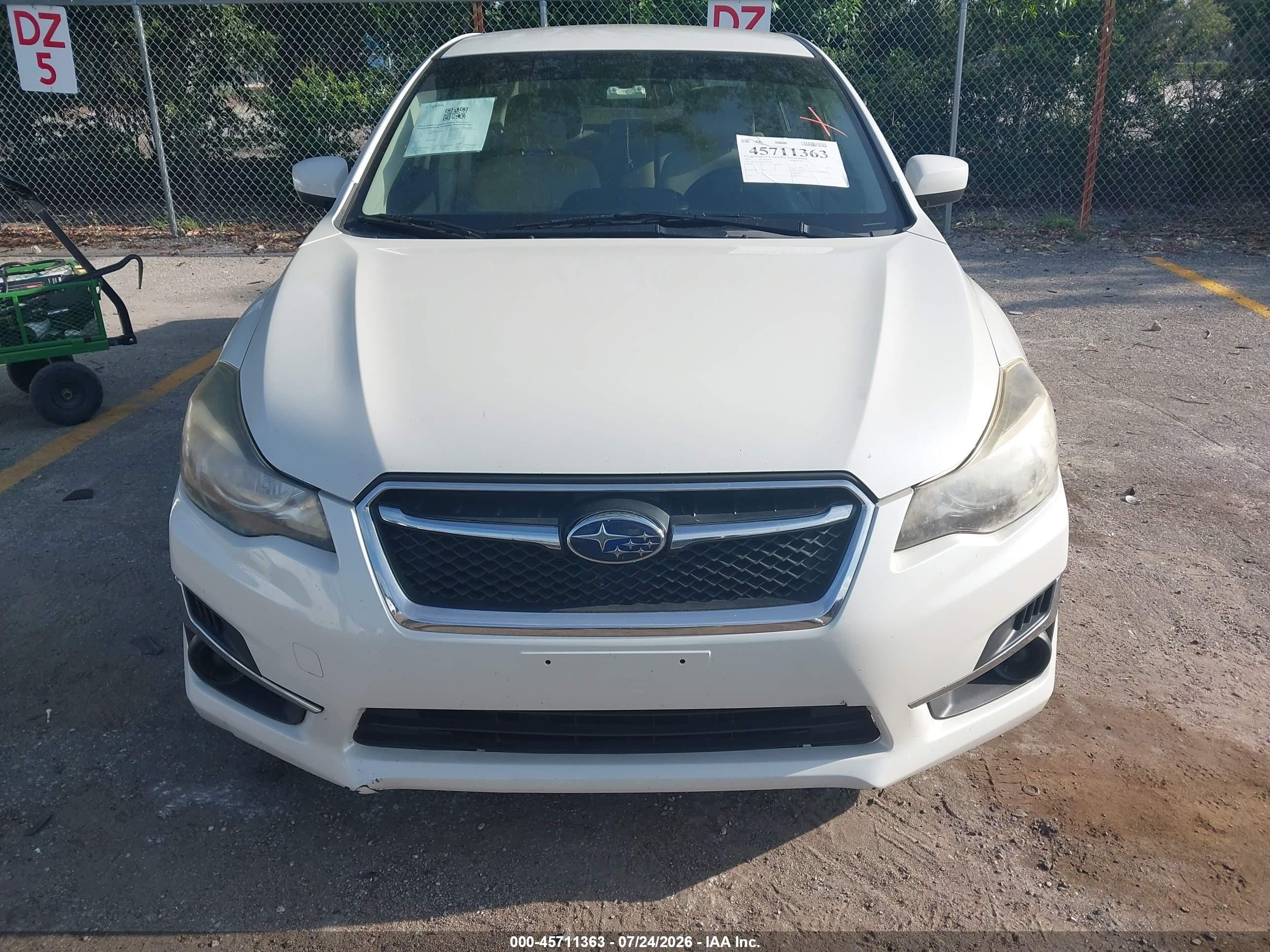 2015 Subaru Impreza 2.0i Premium White vin: JF1GJAC68FH021566