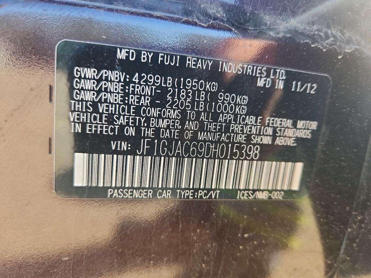 2013 Subaru Impreza Premium Purple vin: JF1GJAC69DH015398