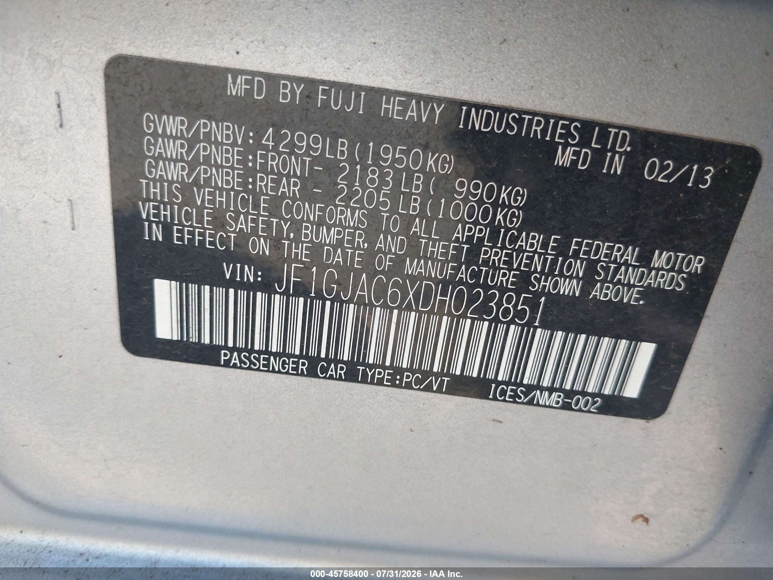 2013 Subaru Impreza 2.0i Premium Gray vin: JF1GJAC6XDH023851