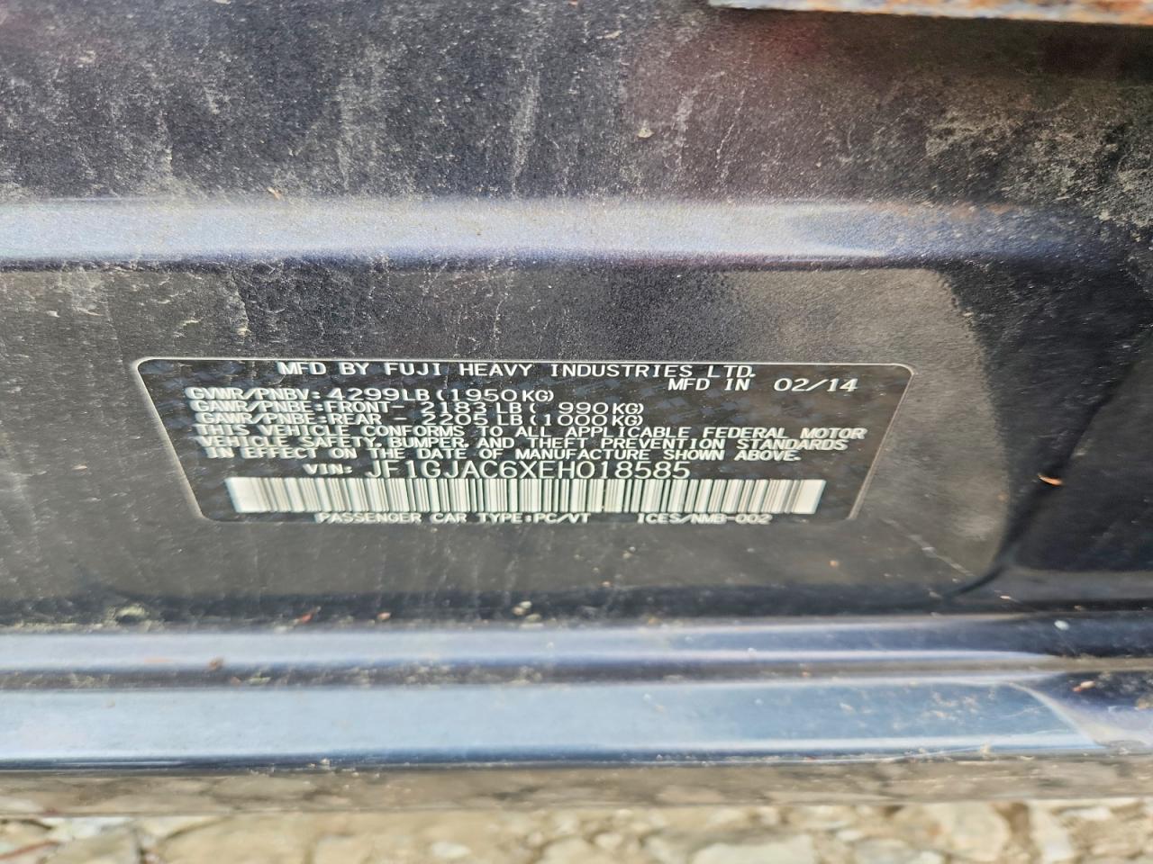 2014 Subaru Impreza Premium Gray vin: JF1GJAC6XEH018585