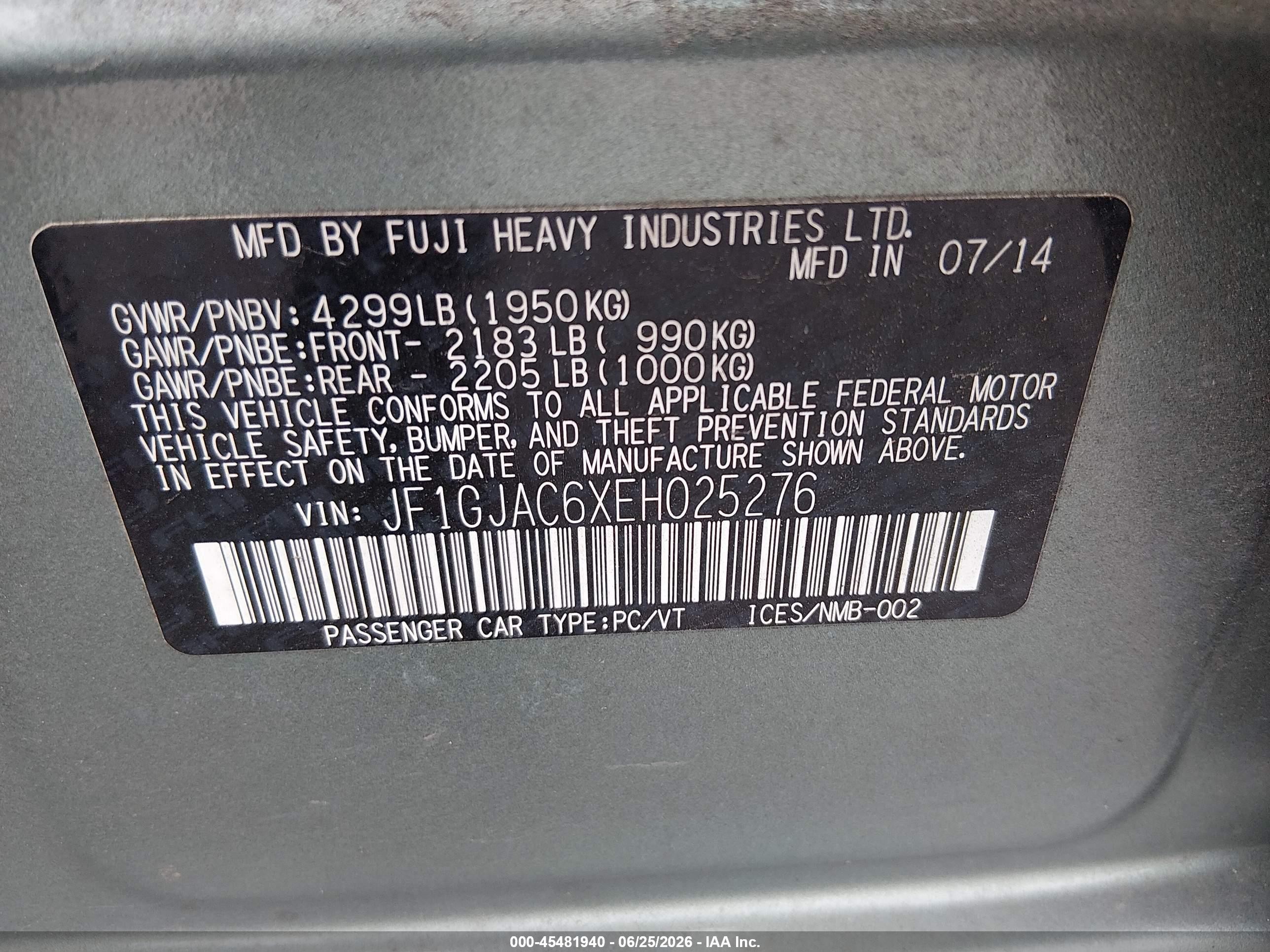 2014 Subaru Impreza 2.0i Premium Green vin: JF1GJAC6XEH025276