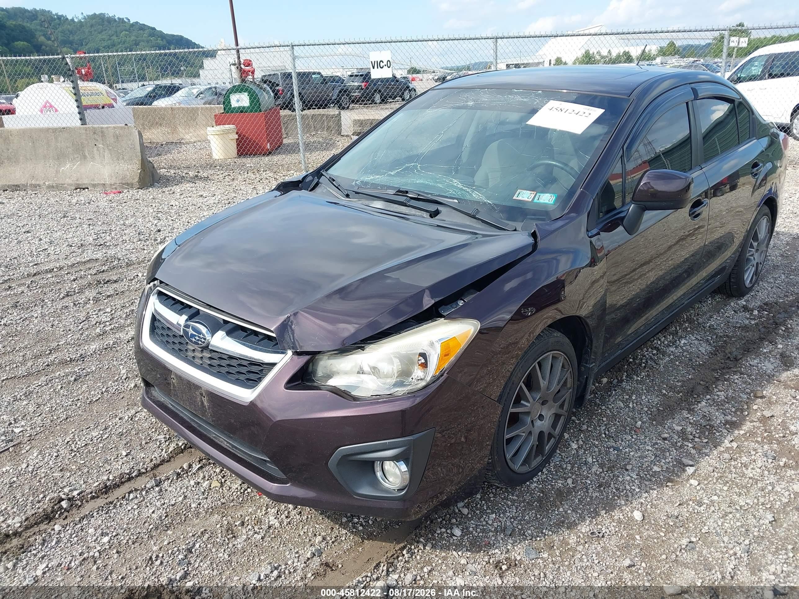 2012 Subaru Impreza 2.0i Premium Burgundy vin: JF1GJAD62CH019600