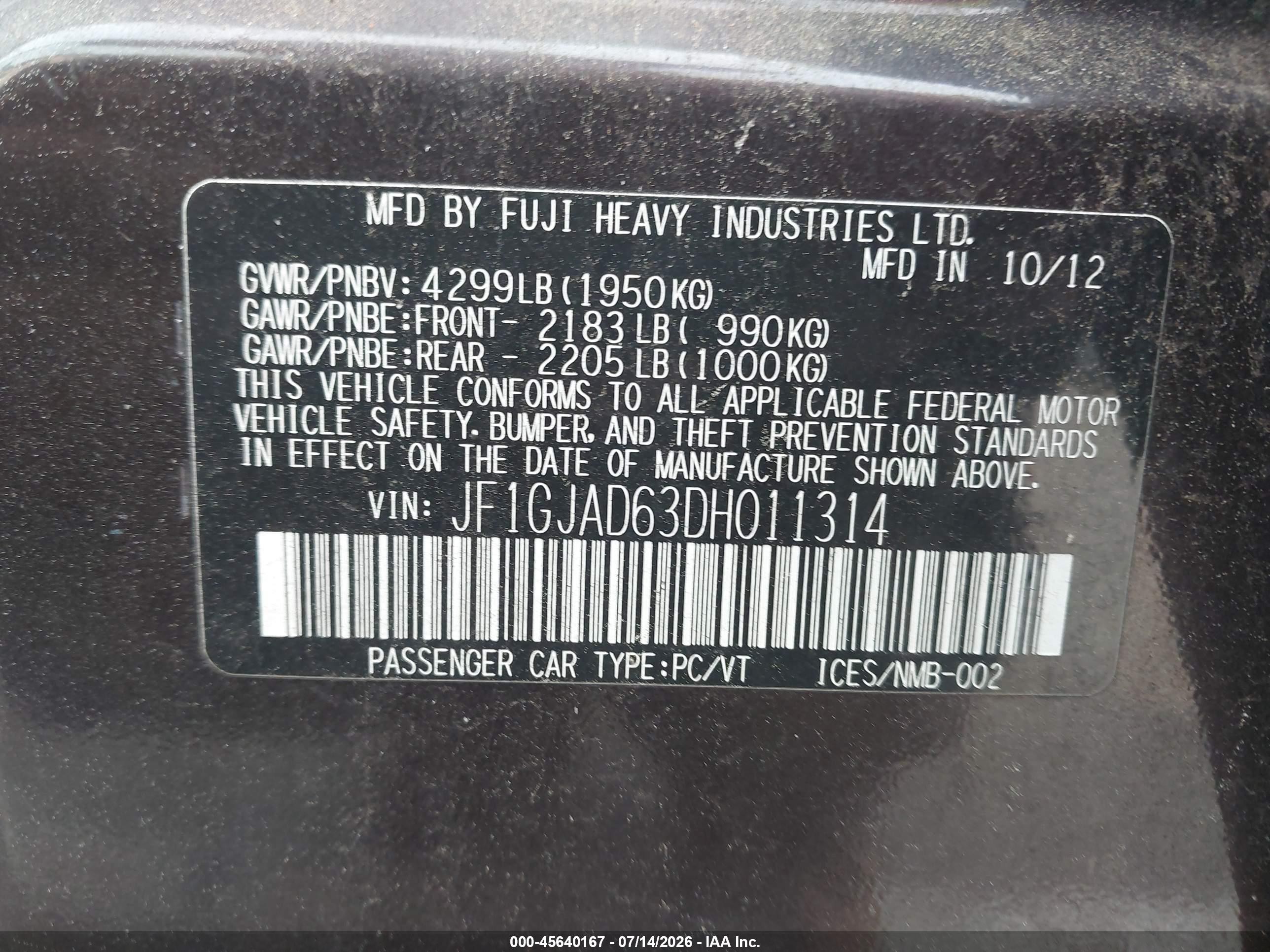 2013 Subaru Impreza 2.0i Premium Brown vin: JF1GJAD63DH011314
