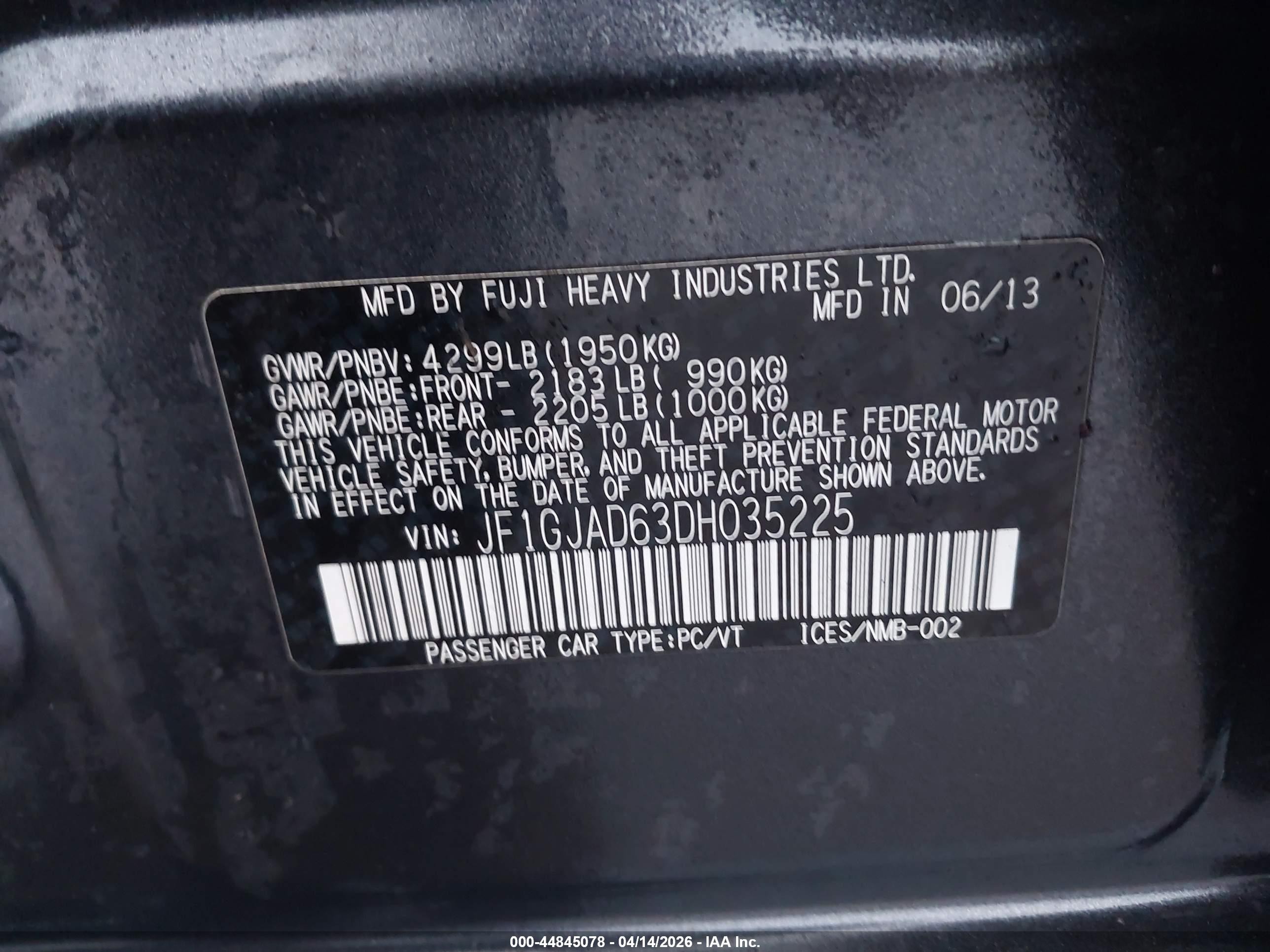 2013 Subaru Impreza 2.0i Premium Серый vin: JF1GJAD63DH035225