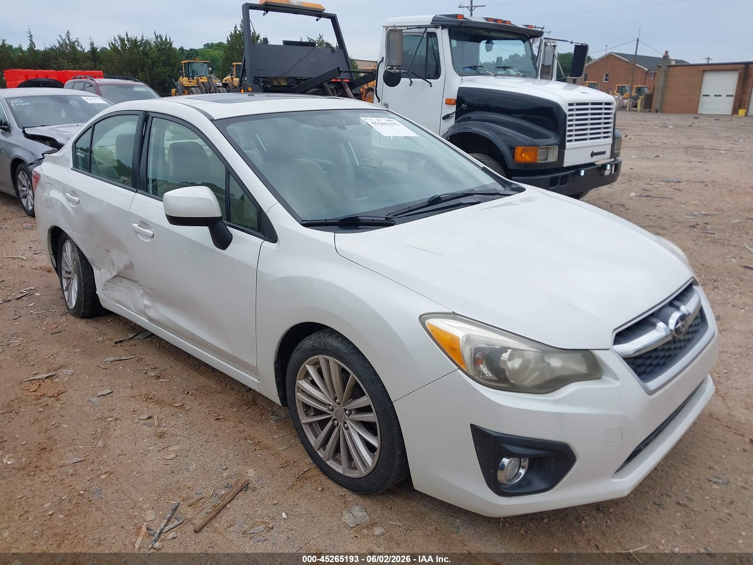 2012 Subaru Impreza 2.0i Premium White vin: JF1GJAD66CH019373