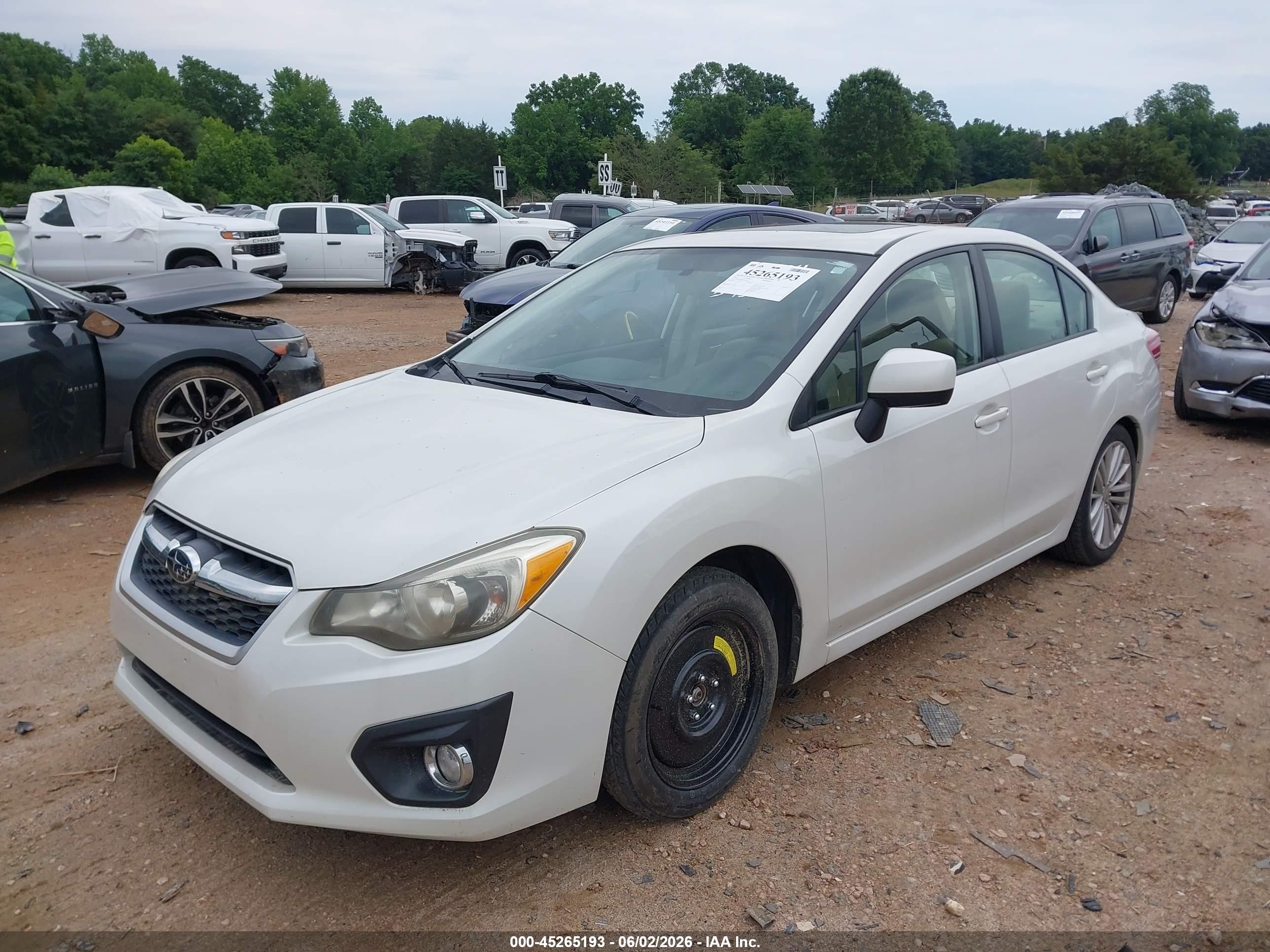 2012 Subaru Impreza 2.0i Premium White vin: JF1GJAD66CH019373