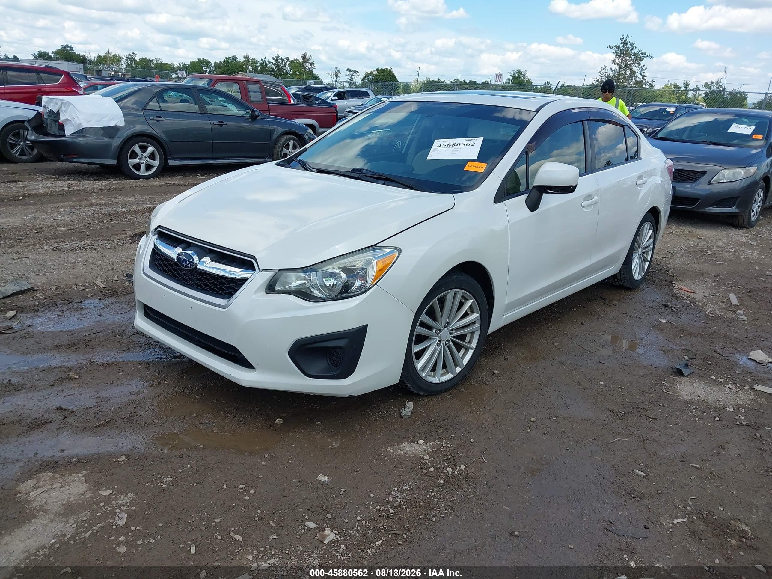 2013 Subaru Impreza 2.0i Premium White vin: JF1GJAD66DH021609