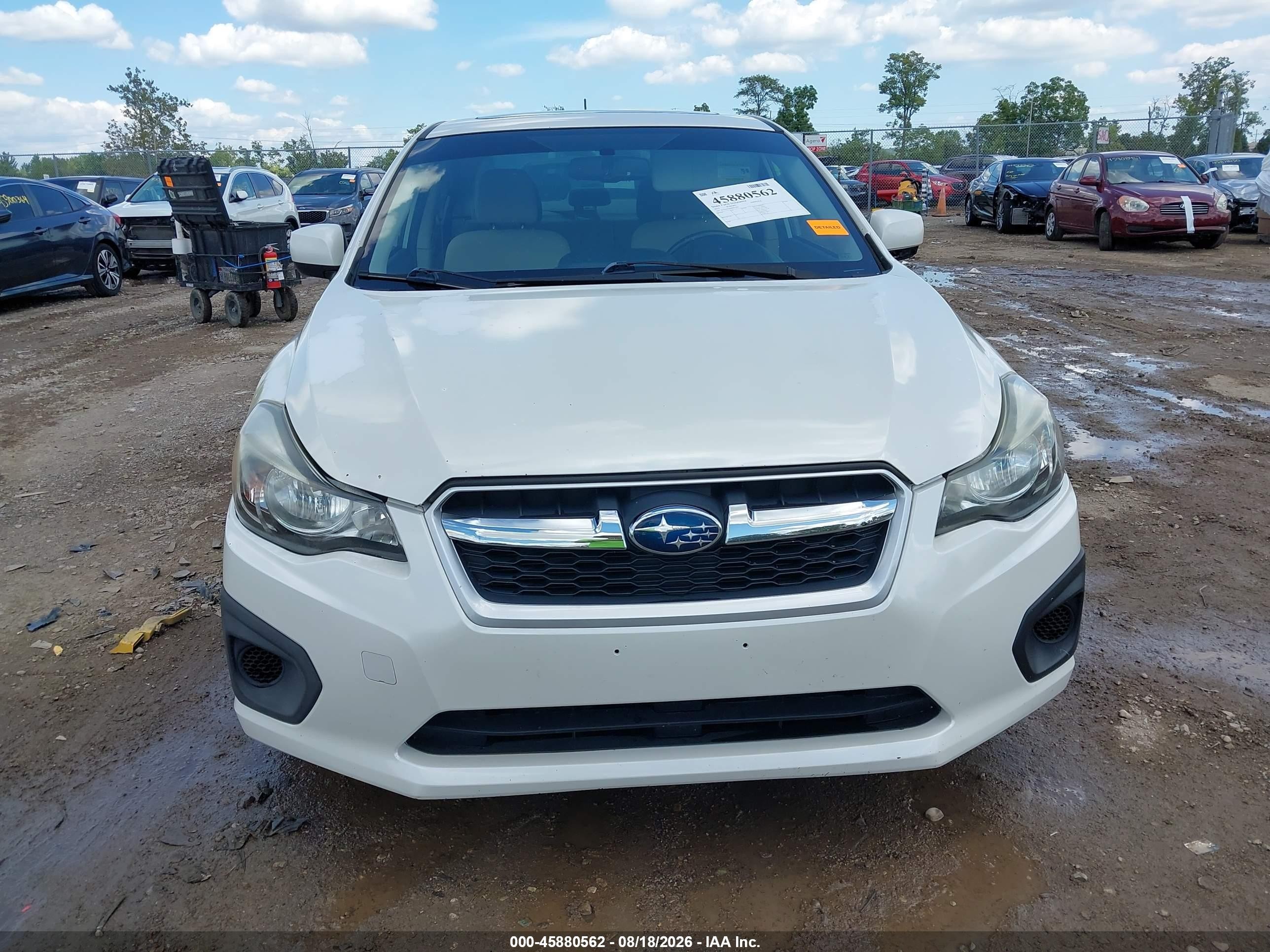 2013 Subaru Impreza 2.0i Premium White vin: JF1GJAD66DH021609