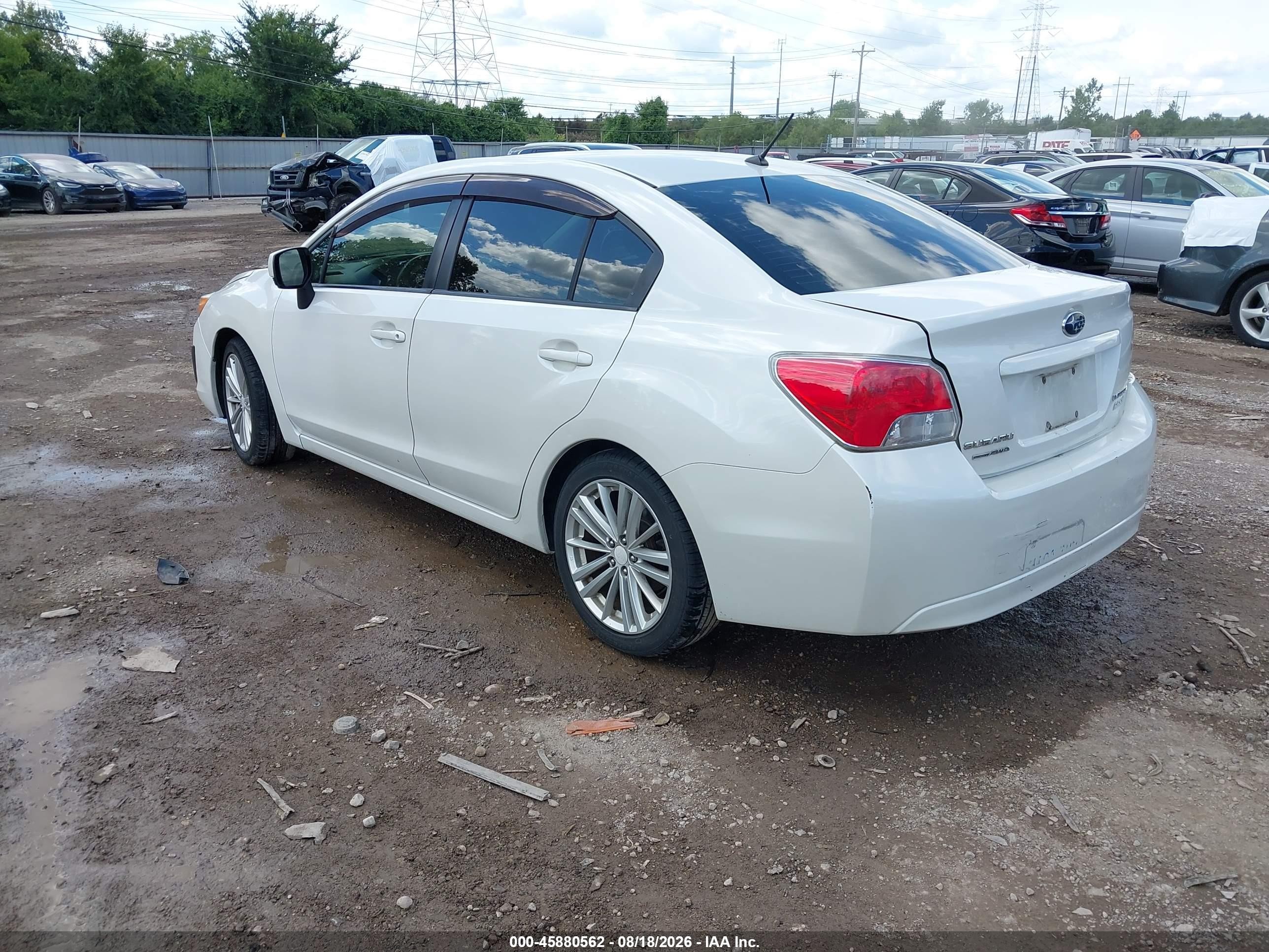 2013 Subaru Impreza 2.0i Premium White vin: JF1GJAD66DH021609