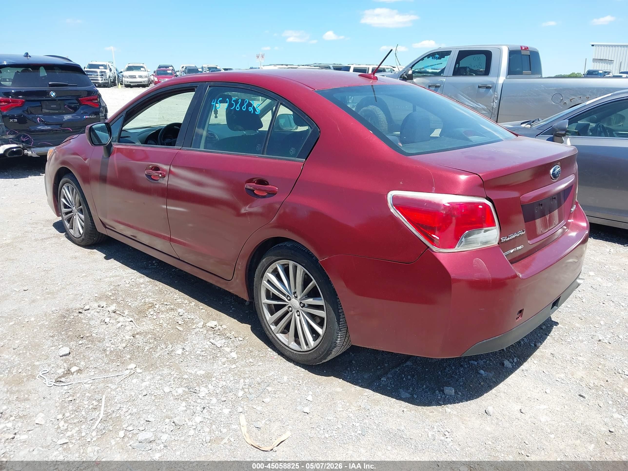 2012 Subaru Impreza 2.0i Premium Темно-бордовый vin: JF1GJAE60CH004740
