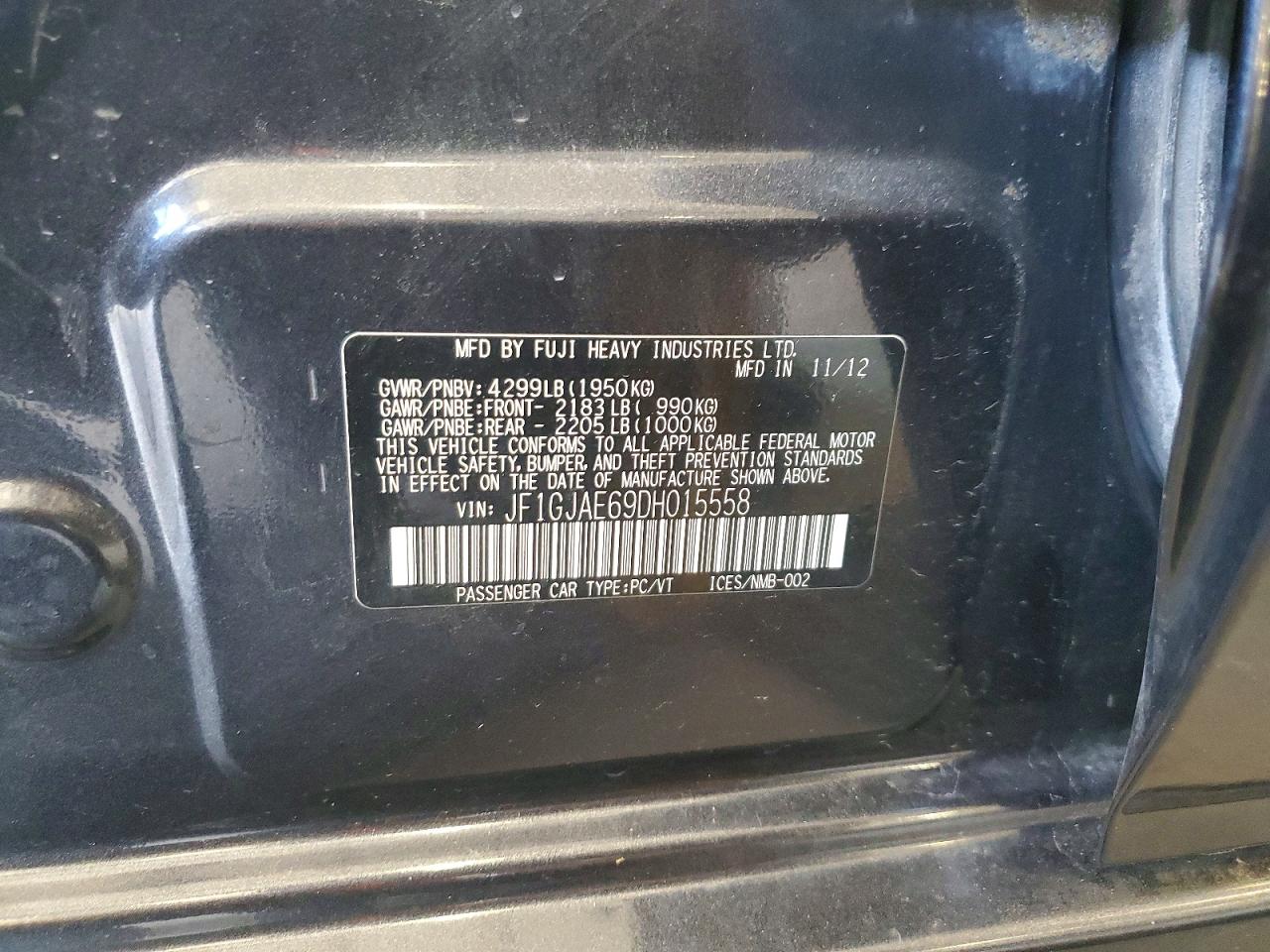 2013 Subaru Impreza Premium Charcoal vin: JF1GJAE69DH015558