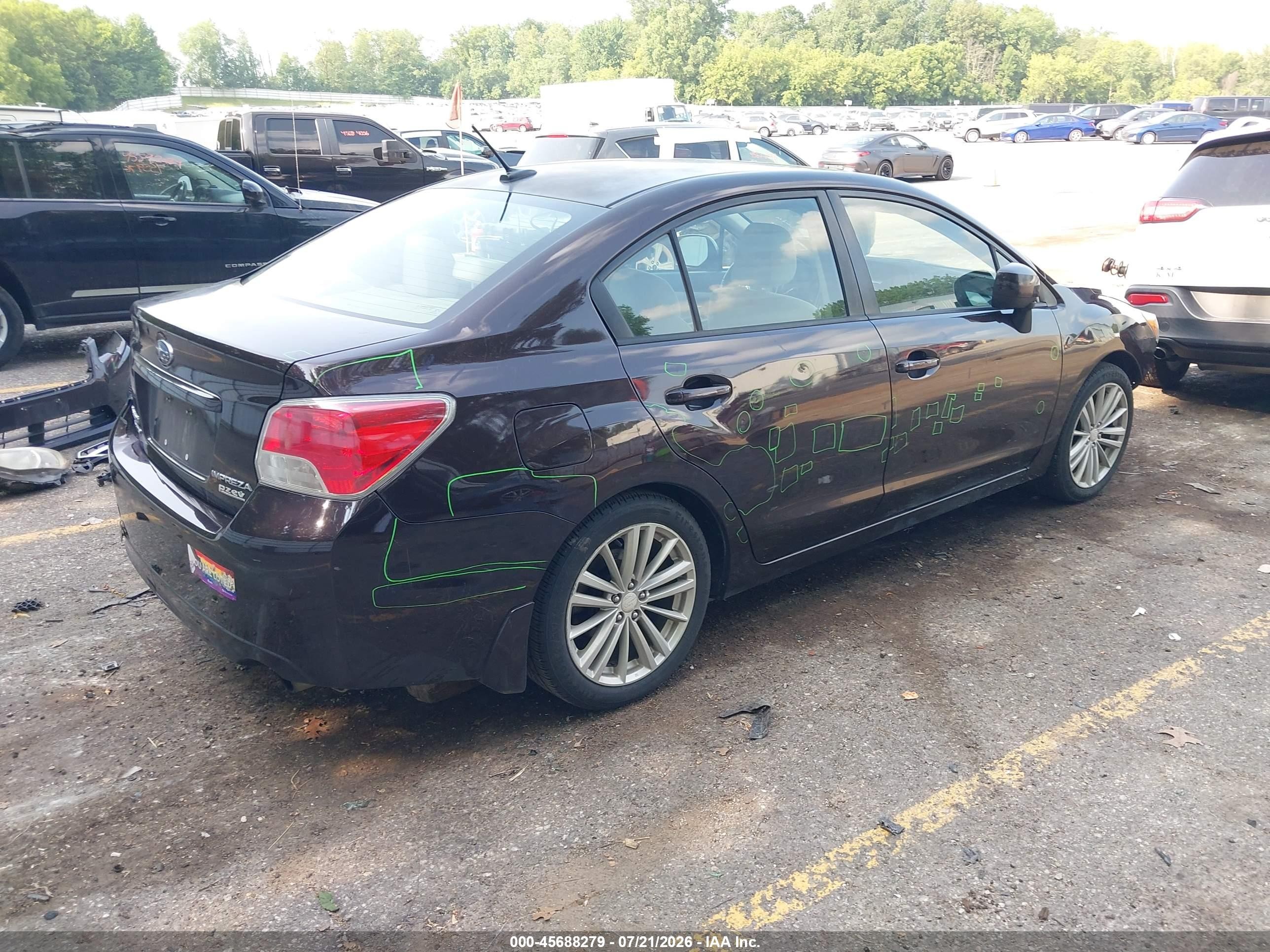 2012 Subaru Impreza 2.0i Premium Purple vin: JF1GJAF68CH005634
