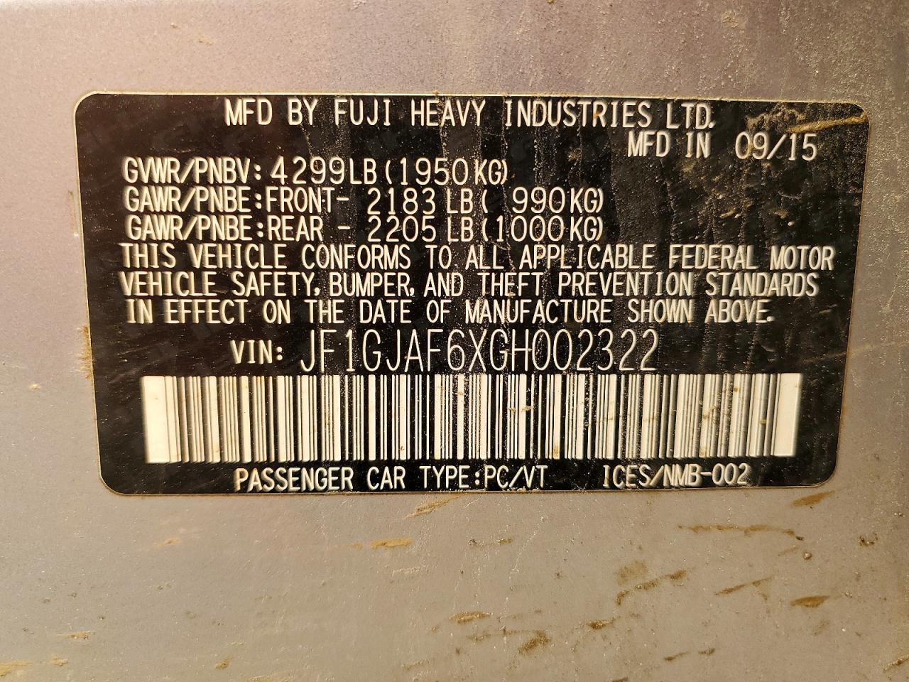 2016 Subaru Impreza Premium Plus Silver vin: JF1GJAF6XGH002322