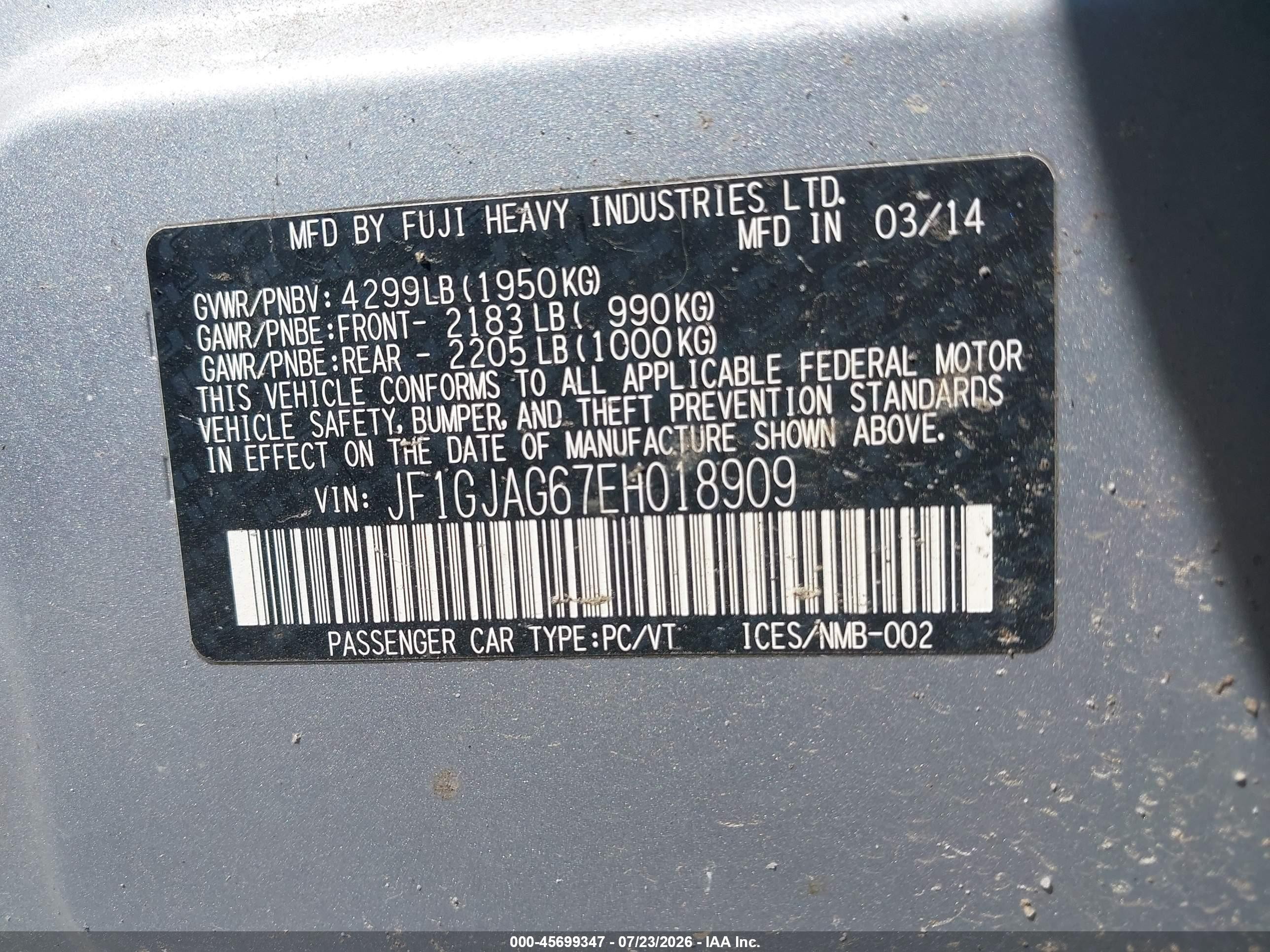 2014 Subaru Impreza 2.0i Limited Серебряный vin: JF1GJAG67EH018909