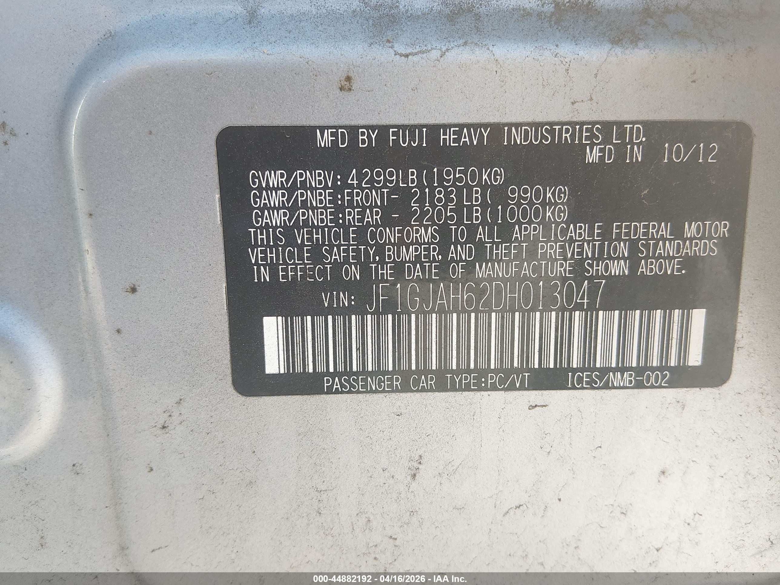 2013 Subaru Impreza 2.0i Limited Silver vin: JF1GJAH62DH013047