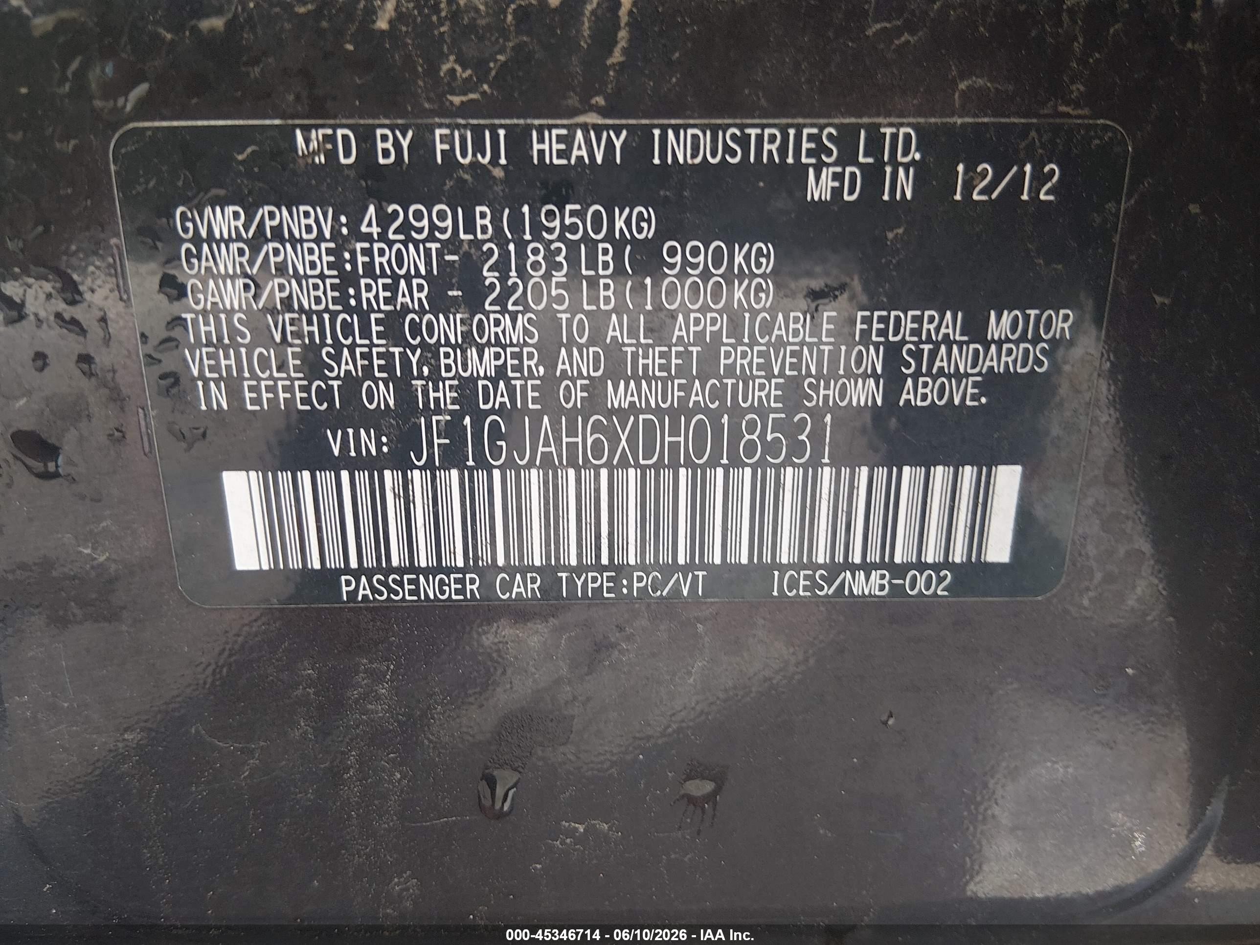 2013 Subaru Impreza 2.0i Limited Burgundy vin: JF1GJAH6XDH018531