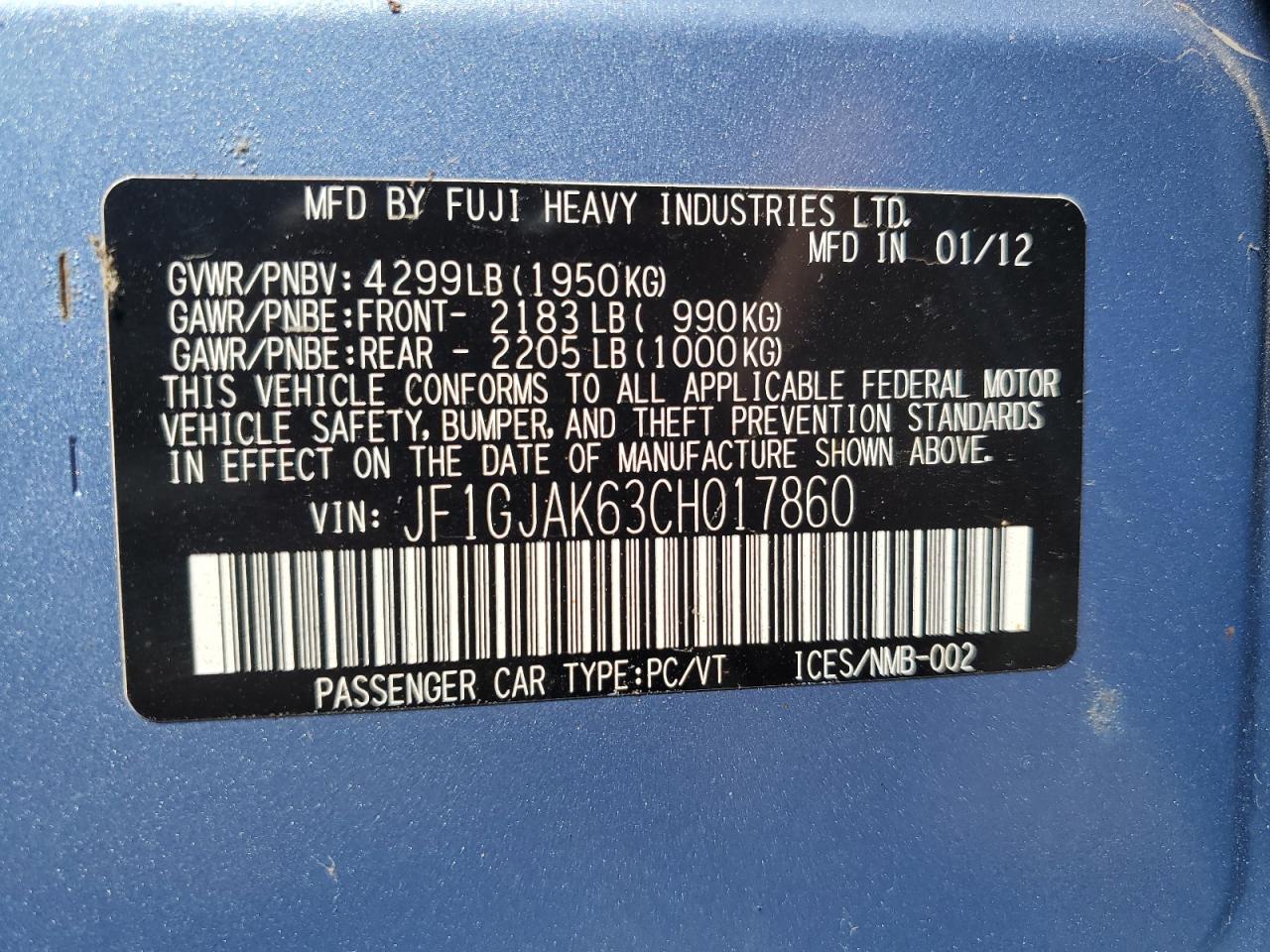 2012 Subaru Impreza Limited Blue vin: JF1GJAK63CH017860