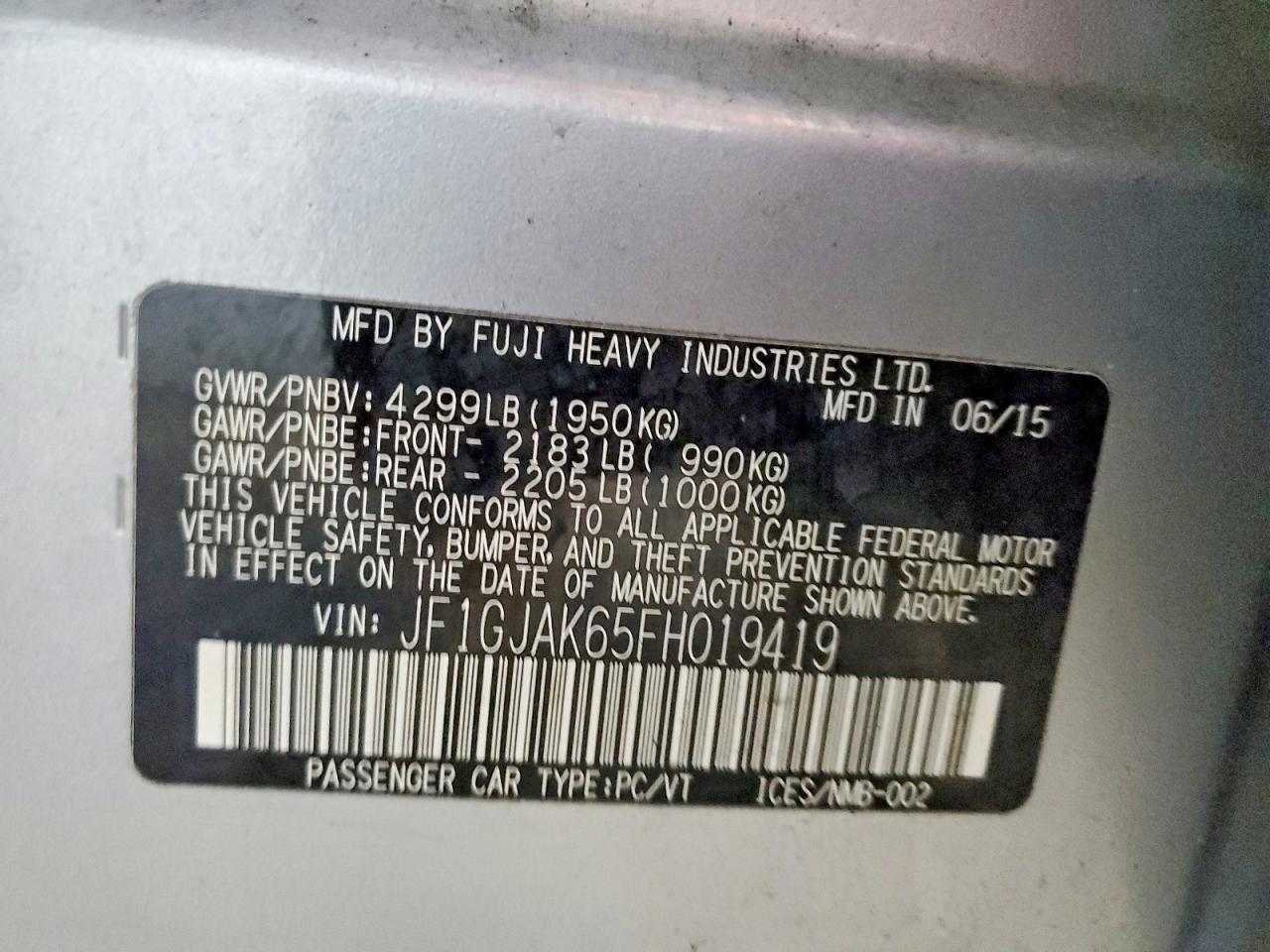 2015 Subaru Impreza Premium Plus Gray vin: JF1GJAK65FH019419