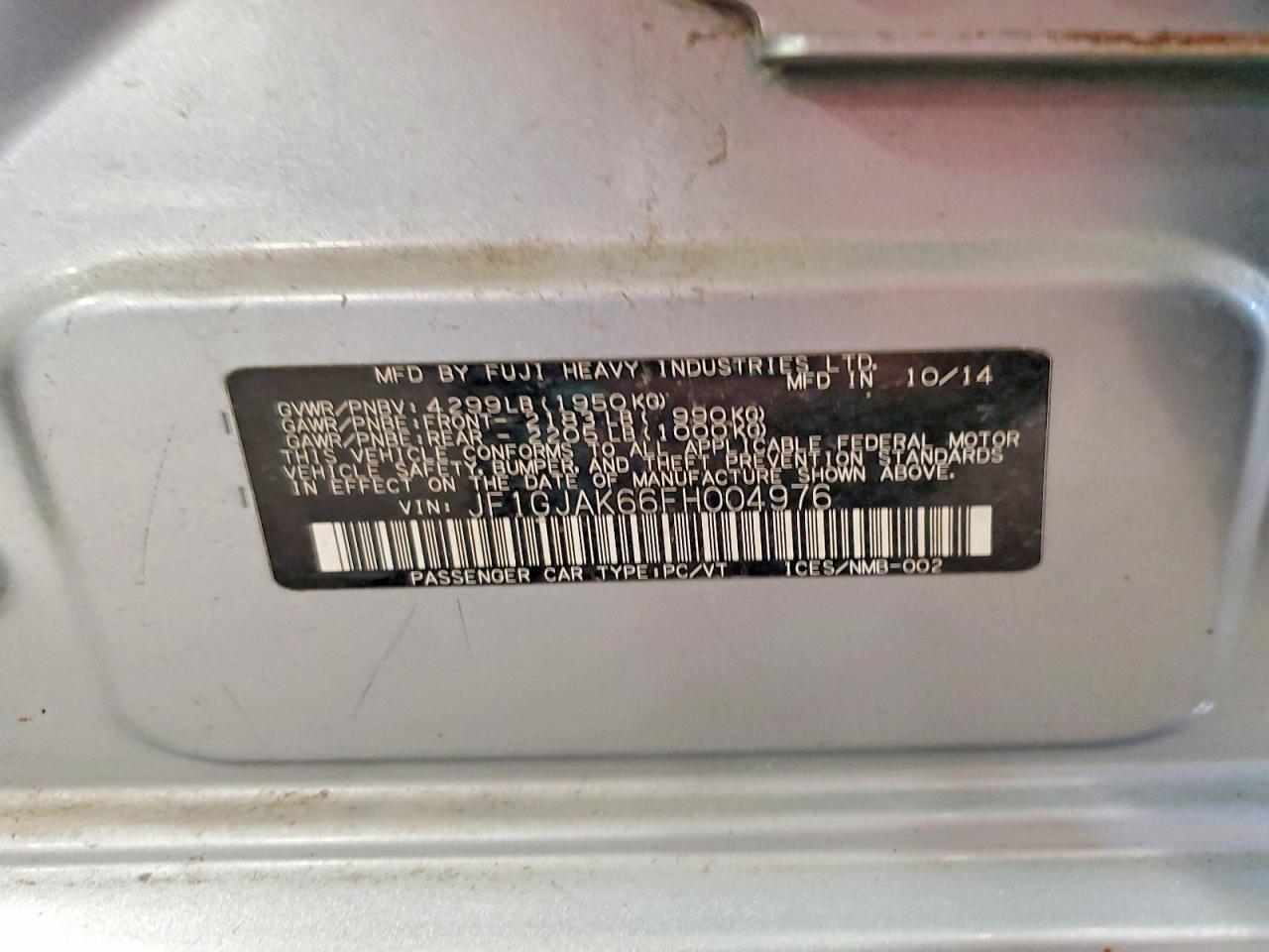 2015 Subaru Impreza Premium Plus Silver vin: JF1GJAK66FH004976