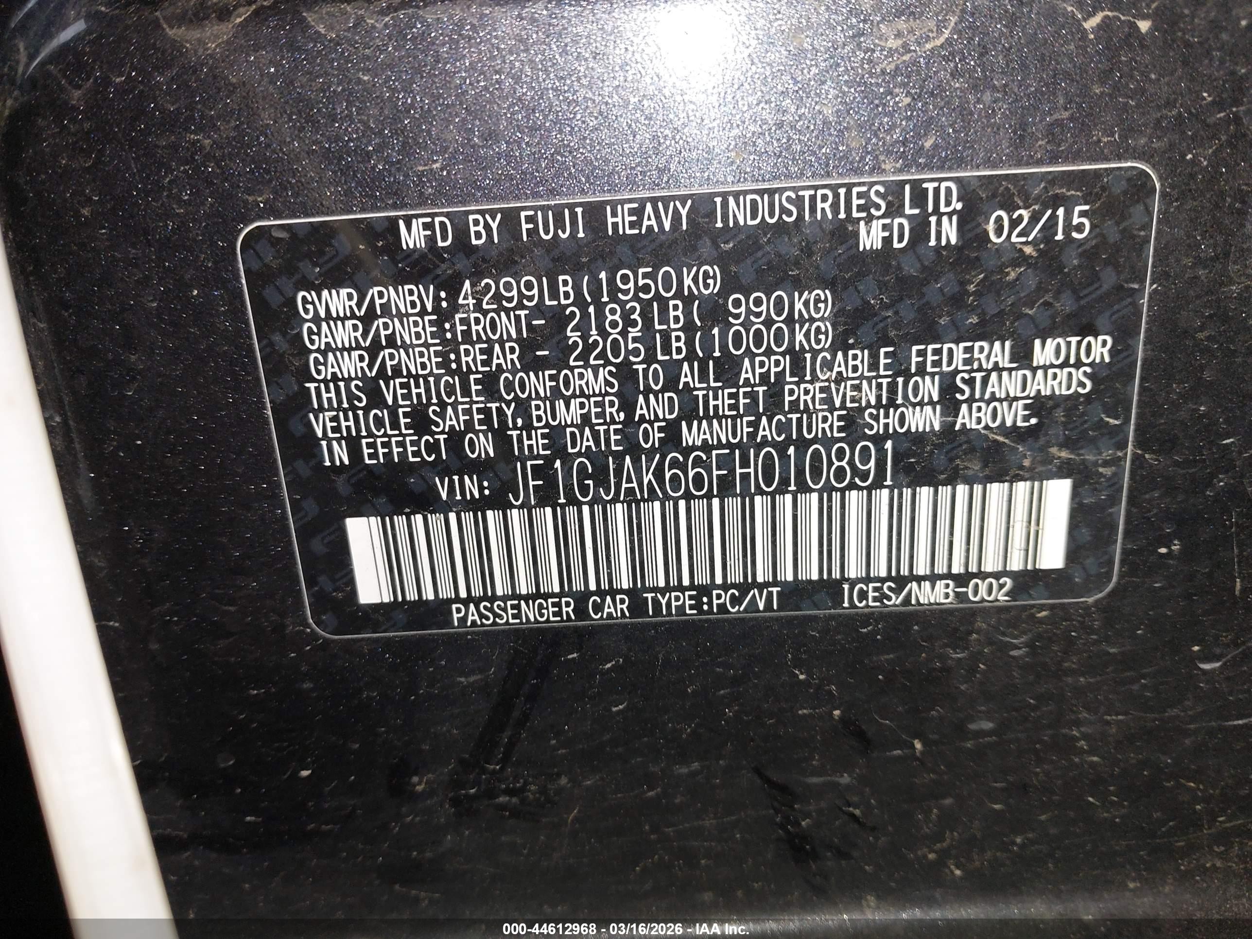 2015 Subaru Impreza 2.0i Premium Gray vin: JF1GJAK66FH010891