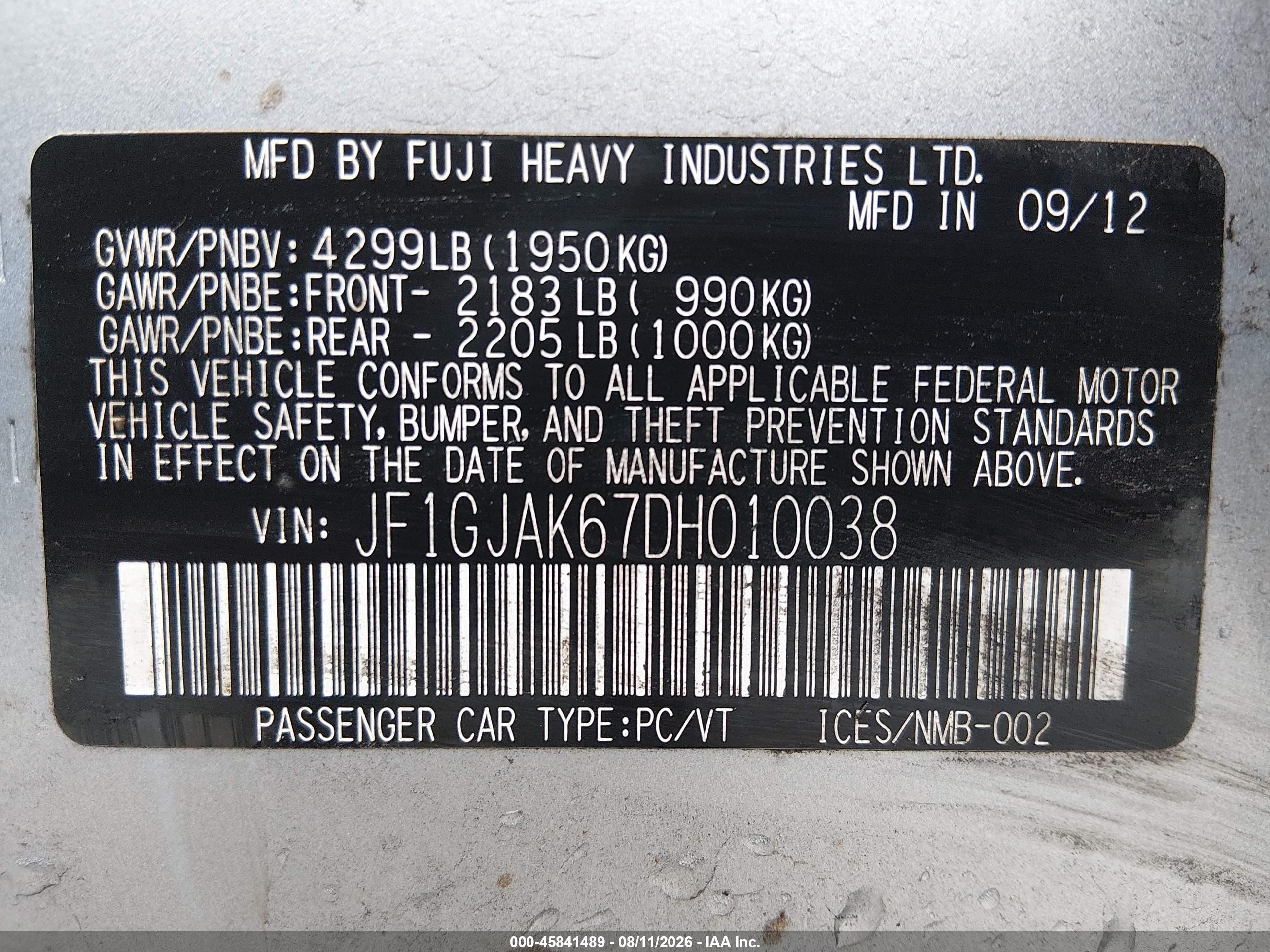 2013 Subaru Impreza 2.0i Limited Серебряный vin: JF1GJAK67DH010038