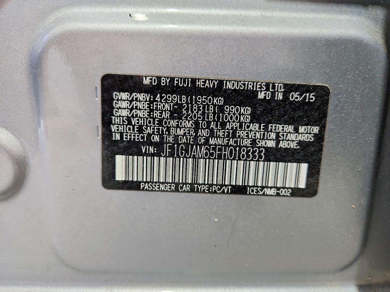 2015 Subaru Impreza Limited Silver vin: JF1GJAM65FH018333