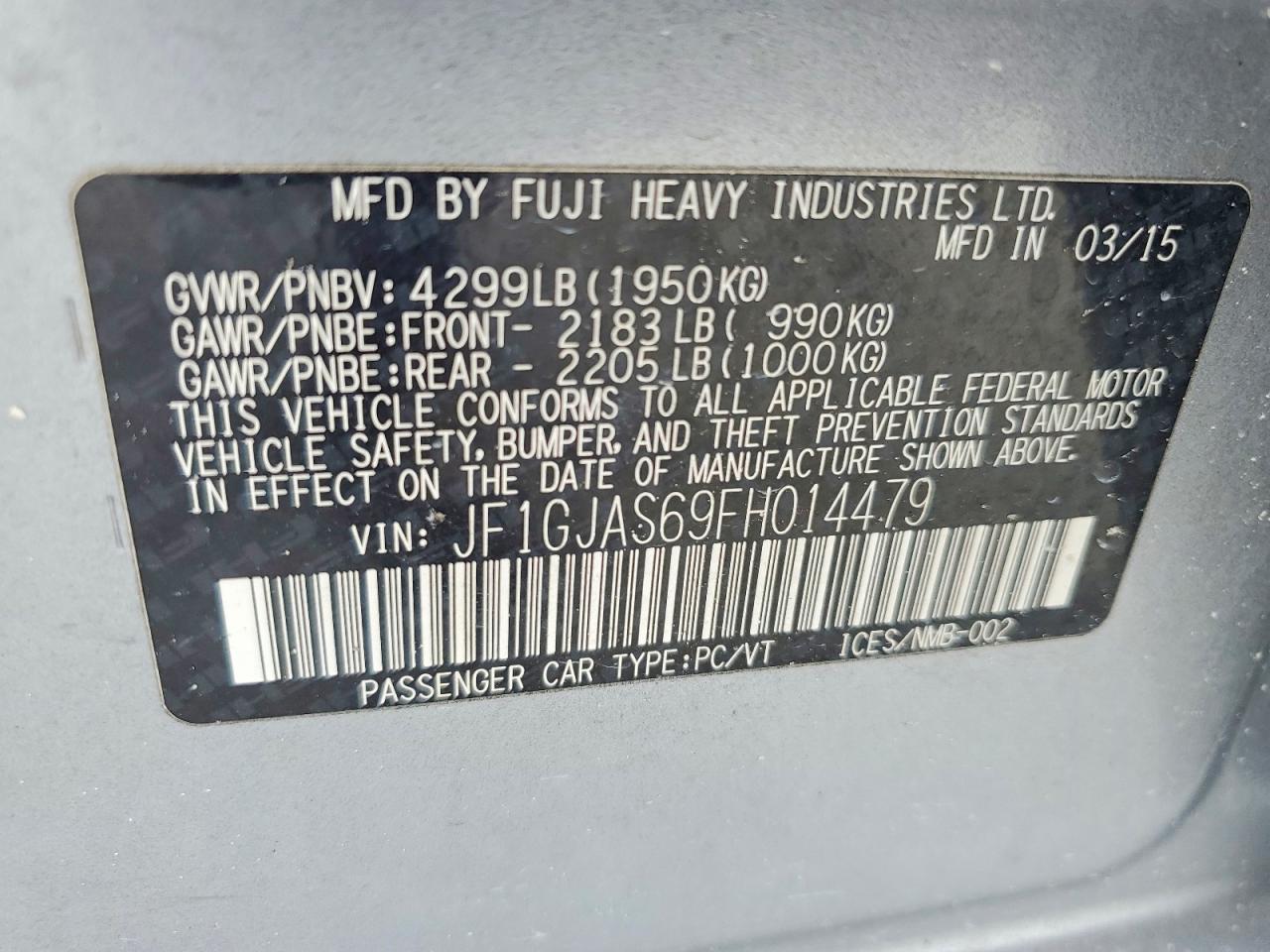 2015 Subaru Impreza Sport Limited Silver vin: JF1GJAS69FH014479
