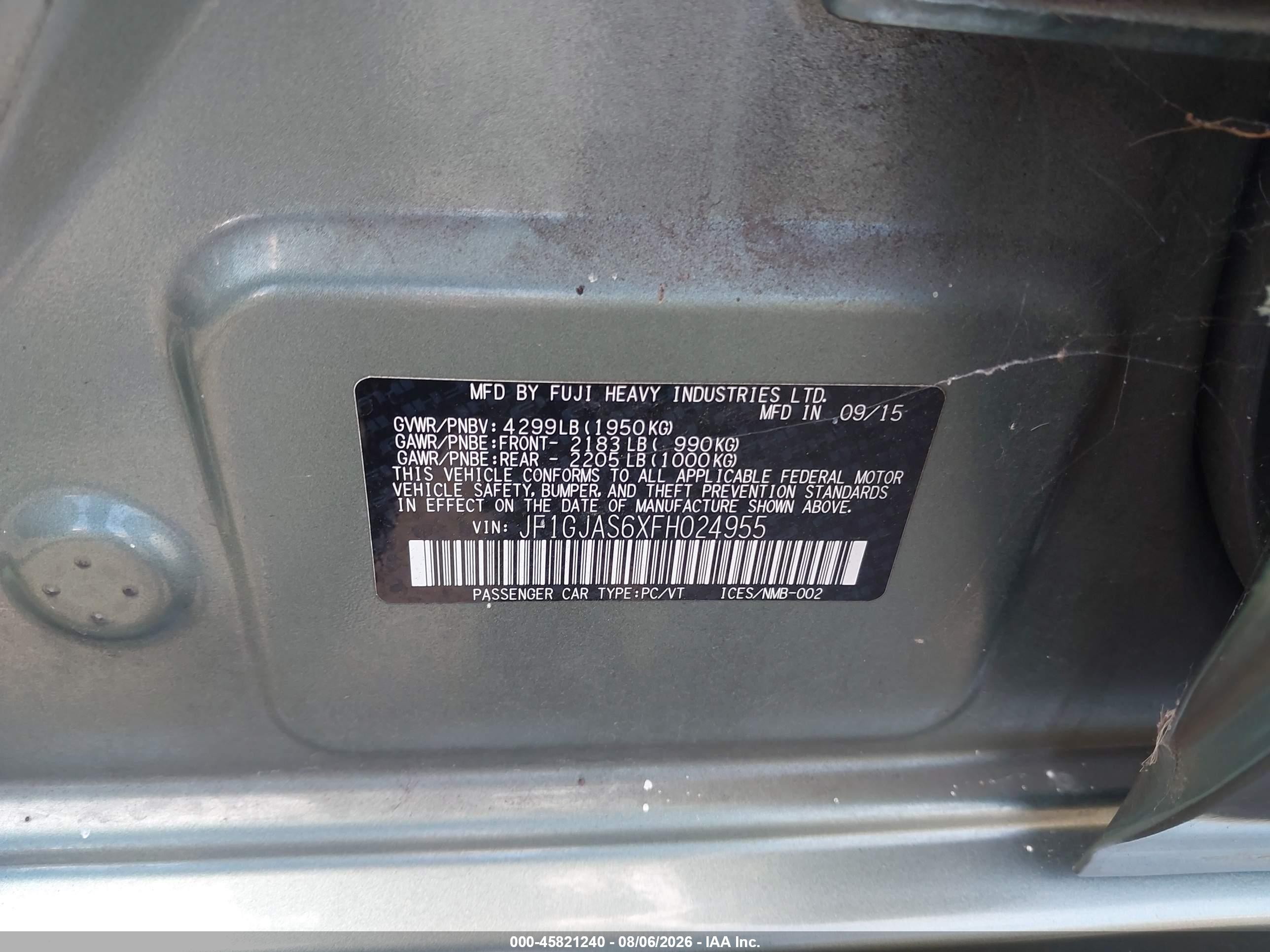 2015 Subaru Impreza 2.0i Limited Green vin: JF1GJAS6XFH024955
