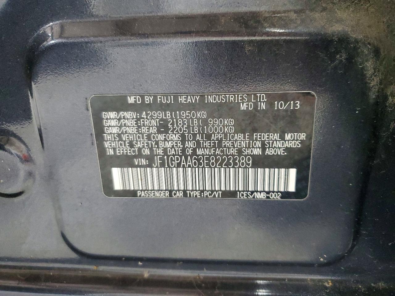 2014 Subaru Impreza Charcoal vin: JF1GPAA63E8223389