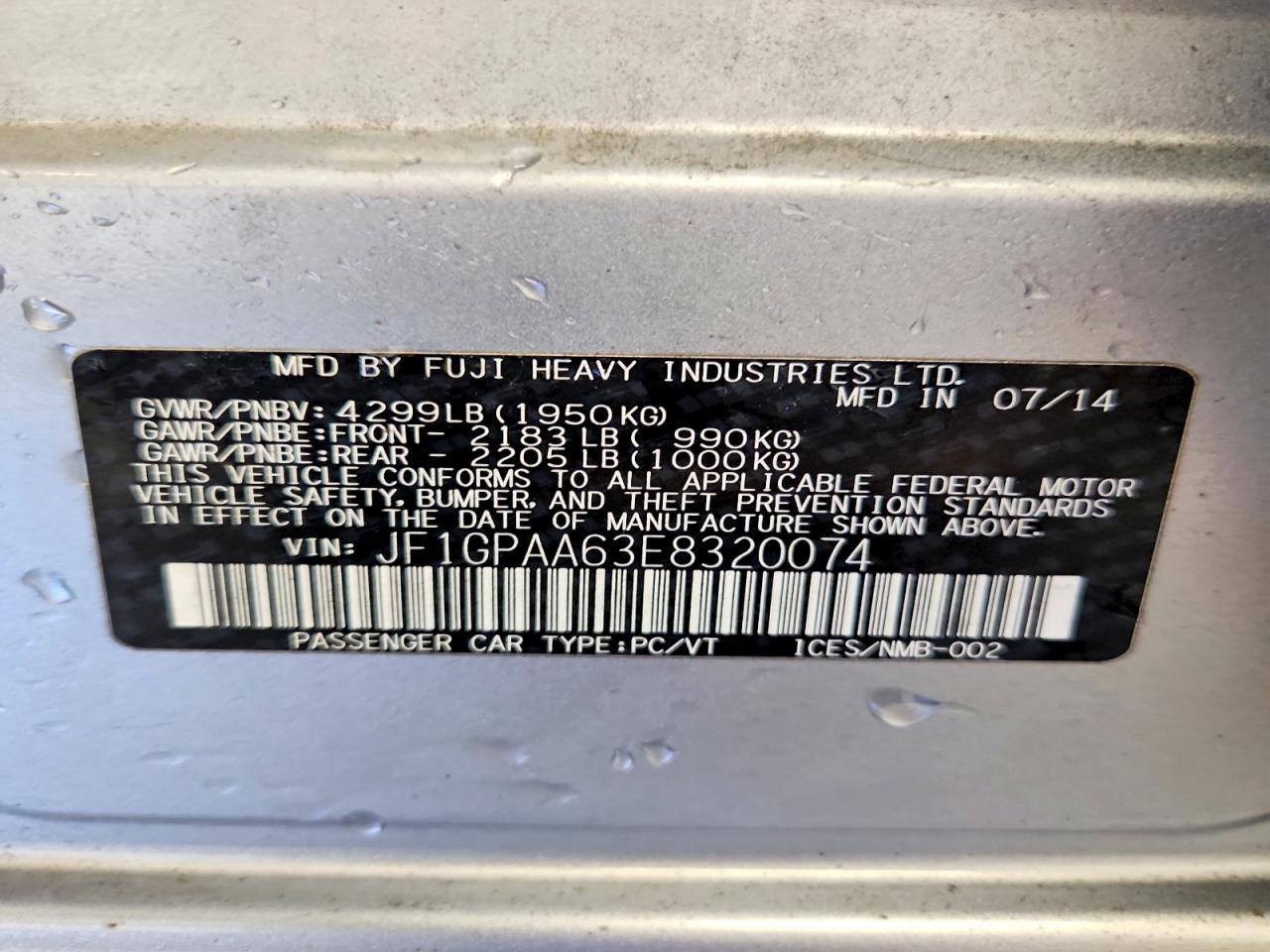 2014 Subaru Impreza Silver vin: JF1GPAA63E8320074
