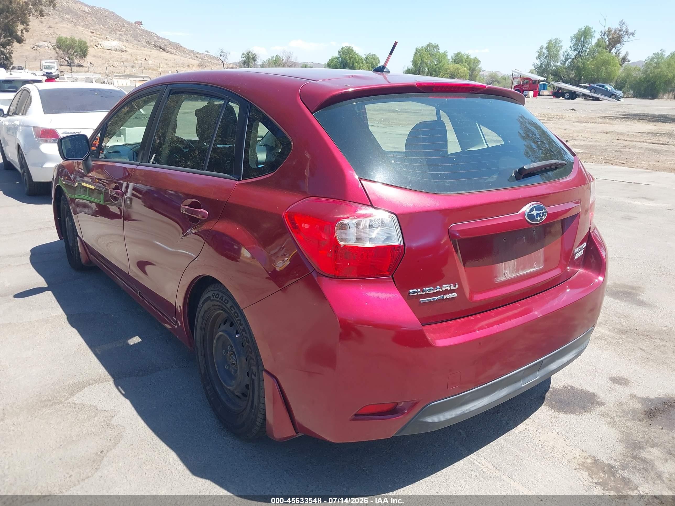 2014 Subaru Impreza 2.0i Red vin: JF1GPAA64E8260189