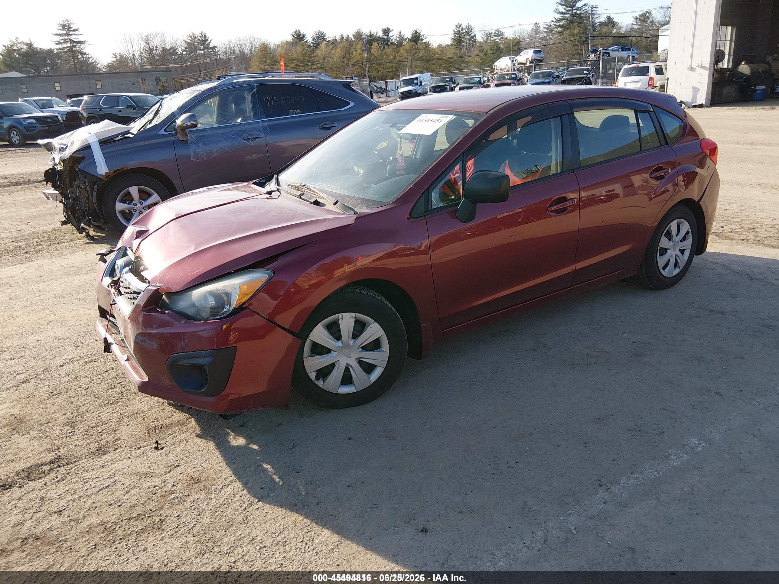 2013 Subaru Impreza 2.0i Burgundy vin: JF1GPAA65D2878252