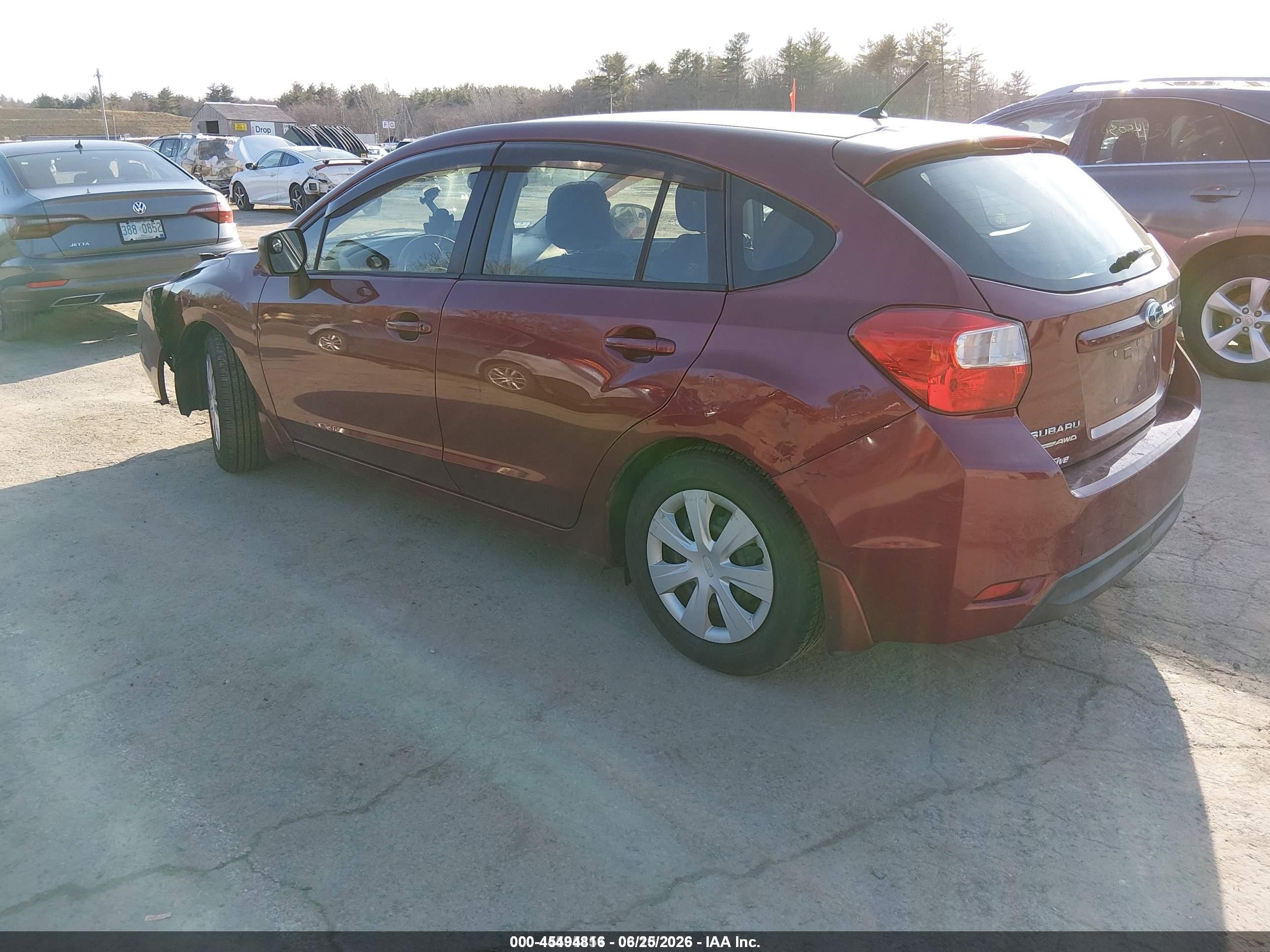 2013 Subaru Impreza 2.0i Burgundy vin: JF1GPAA65D2878252
