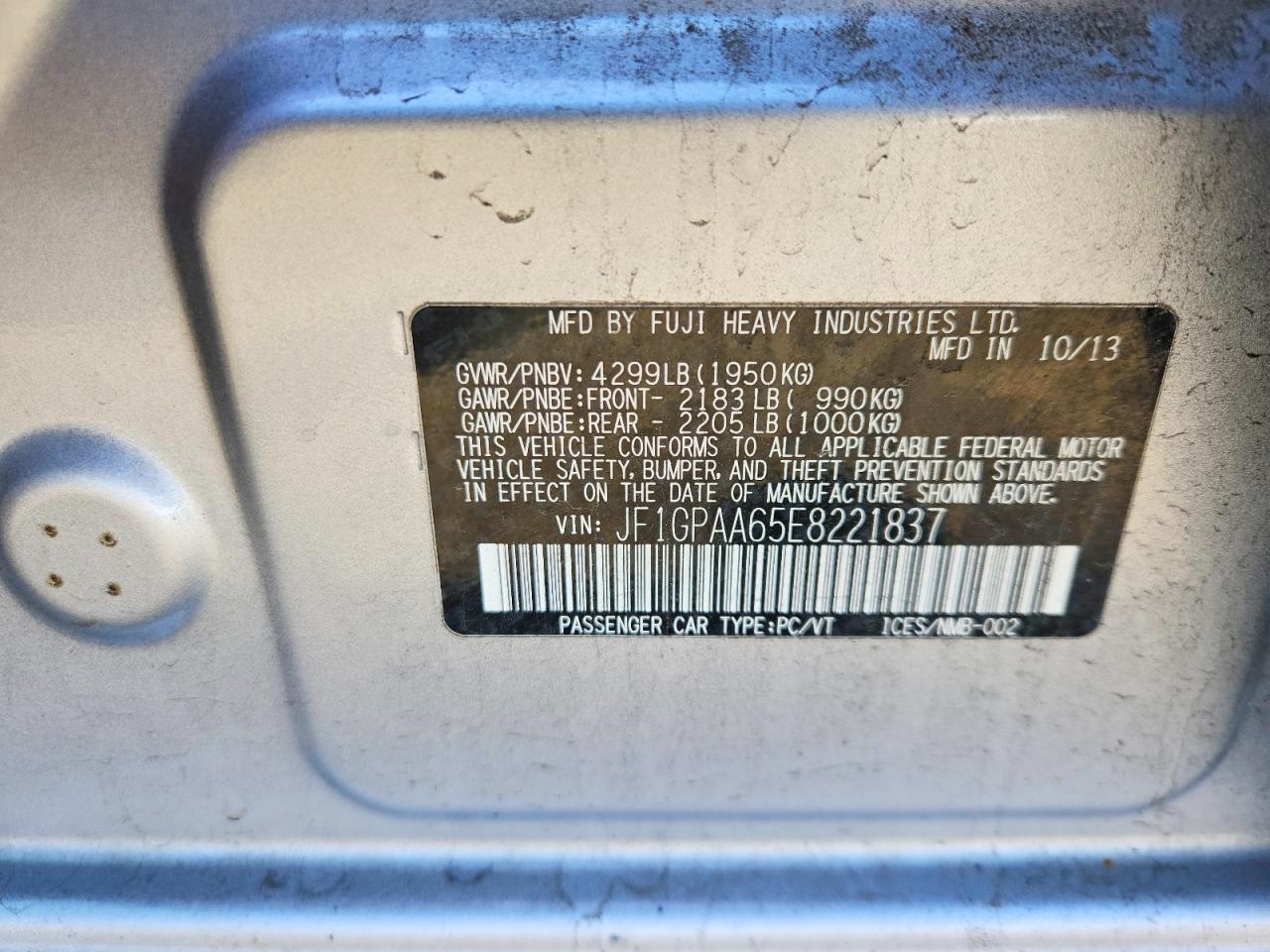 2014 Subaru Impreza Silver vin: JF1GPAA65E8221837