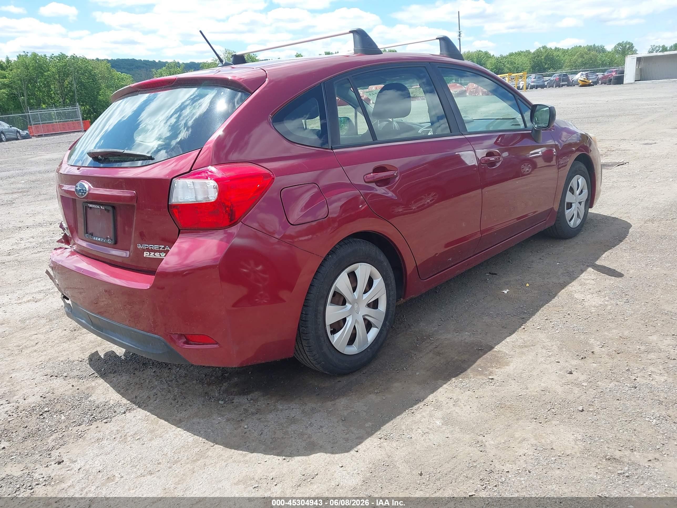 2013 Subaru Impreza 2.0i Burgundy vin: JF1GPAA67D2876549