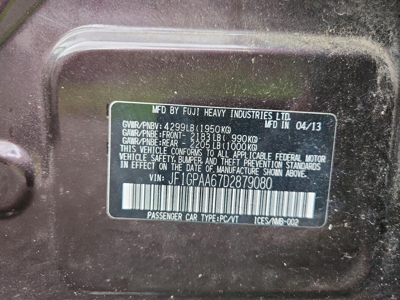 2013 Subaru Impreza Purple vin: JF1GPAA67D2879080
