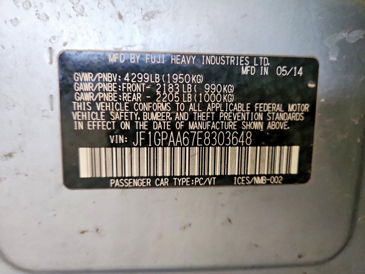 2014 Subaru Impreza Silver vin: JF1GPAA67E8303648