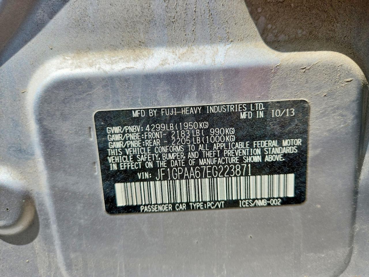 2014 Subaru Impreza Silver vin: JF1GPAA67EG223871