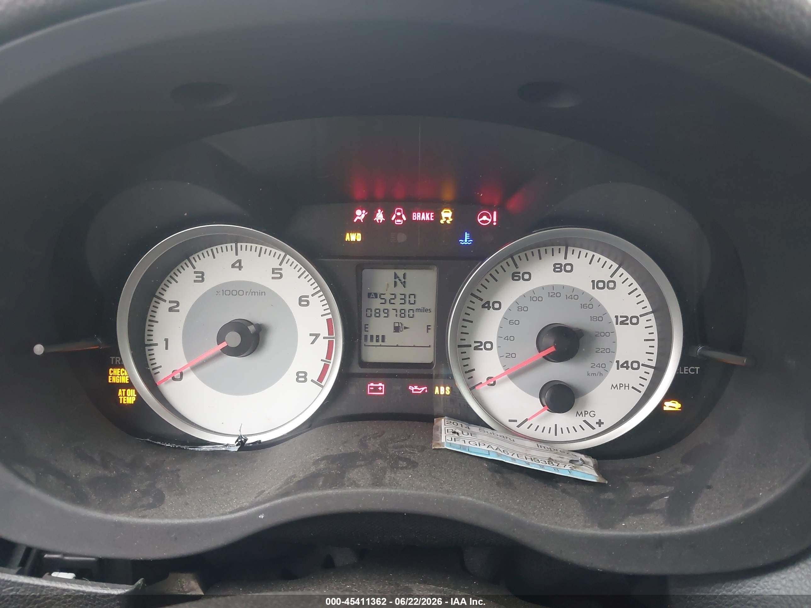 2014 Subaru Impreza 2.0i Blue vin: JF1GPAA67EH338772