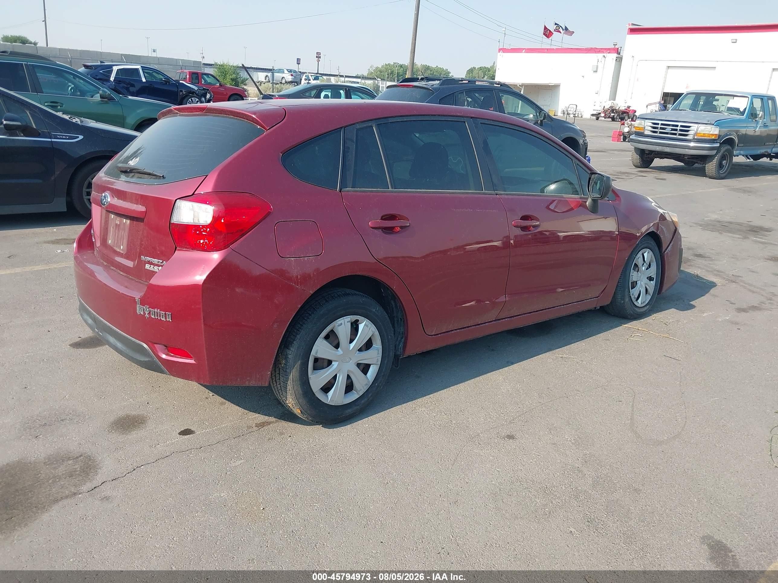 2013 Subaru Impreza 2.0i Red vin: JF1GPAA68D2878276