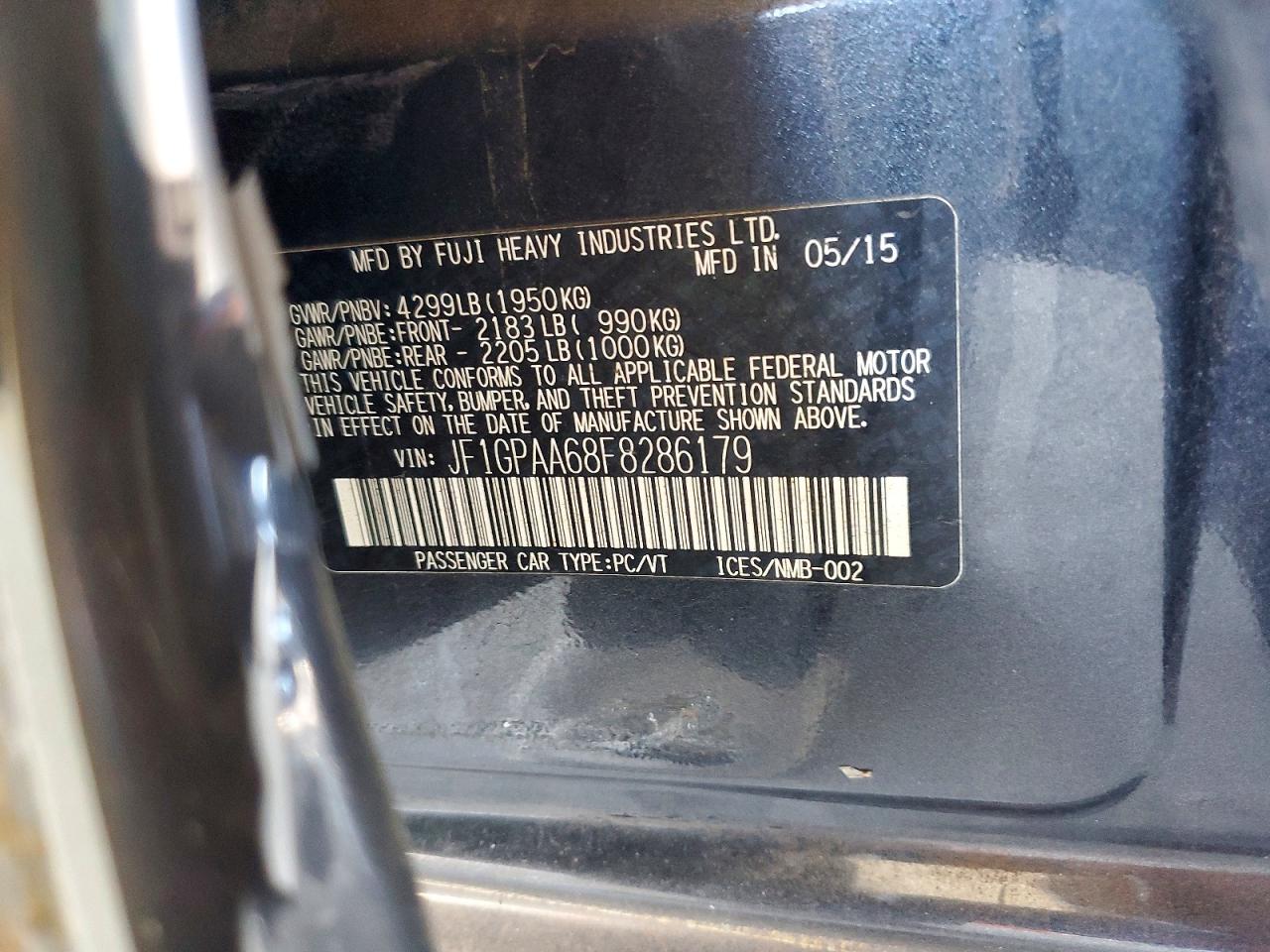 2015 Subaru Impreza Blue vin: JF1GPAA68F8286179
