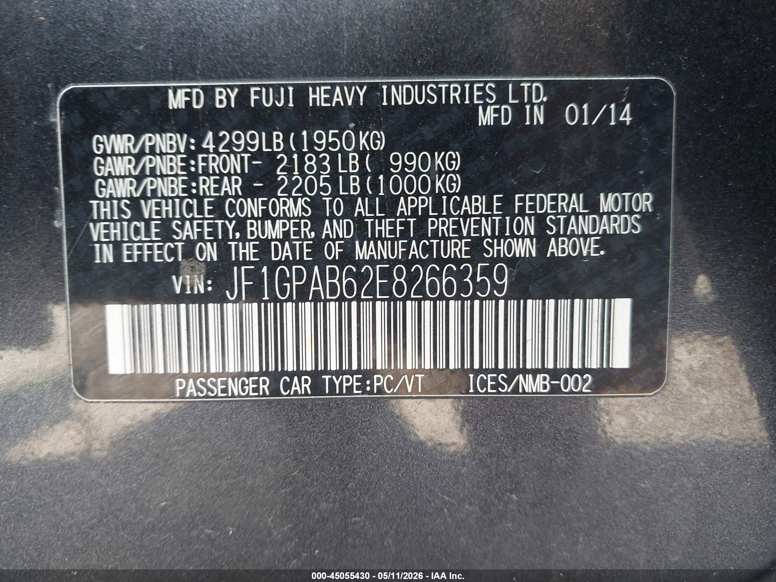 2014 Subaru Impreza 2.0i Premium Gray vin: JF1GPAB62E8266359