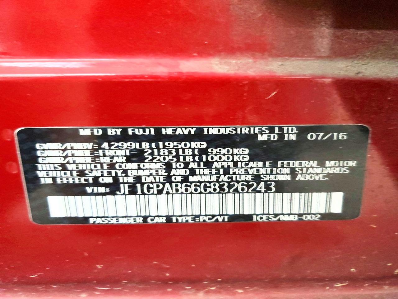 2016 Subaru Impreza Premium Maroon vin: JF1GPAB66G8326243